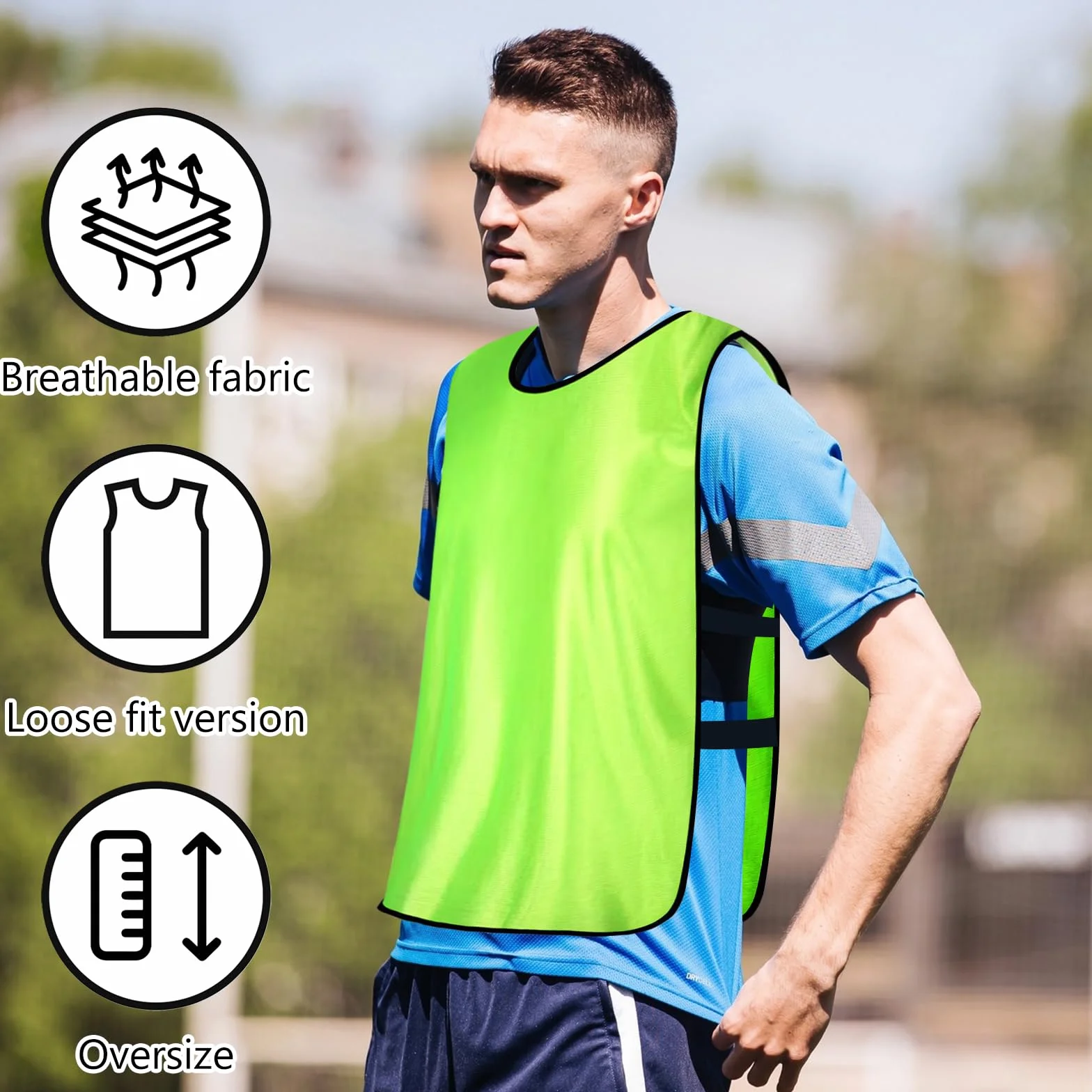 PORFOYO Calcio Pettorine Riutilizzabili 12 Pezzi Gilet Da Allenamento Verde