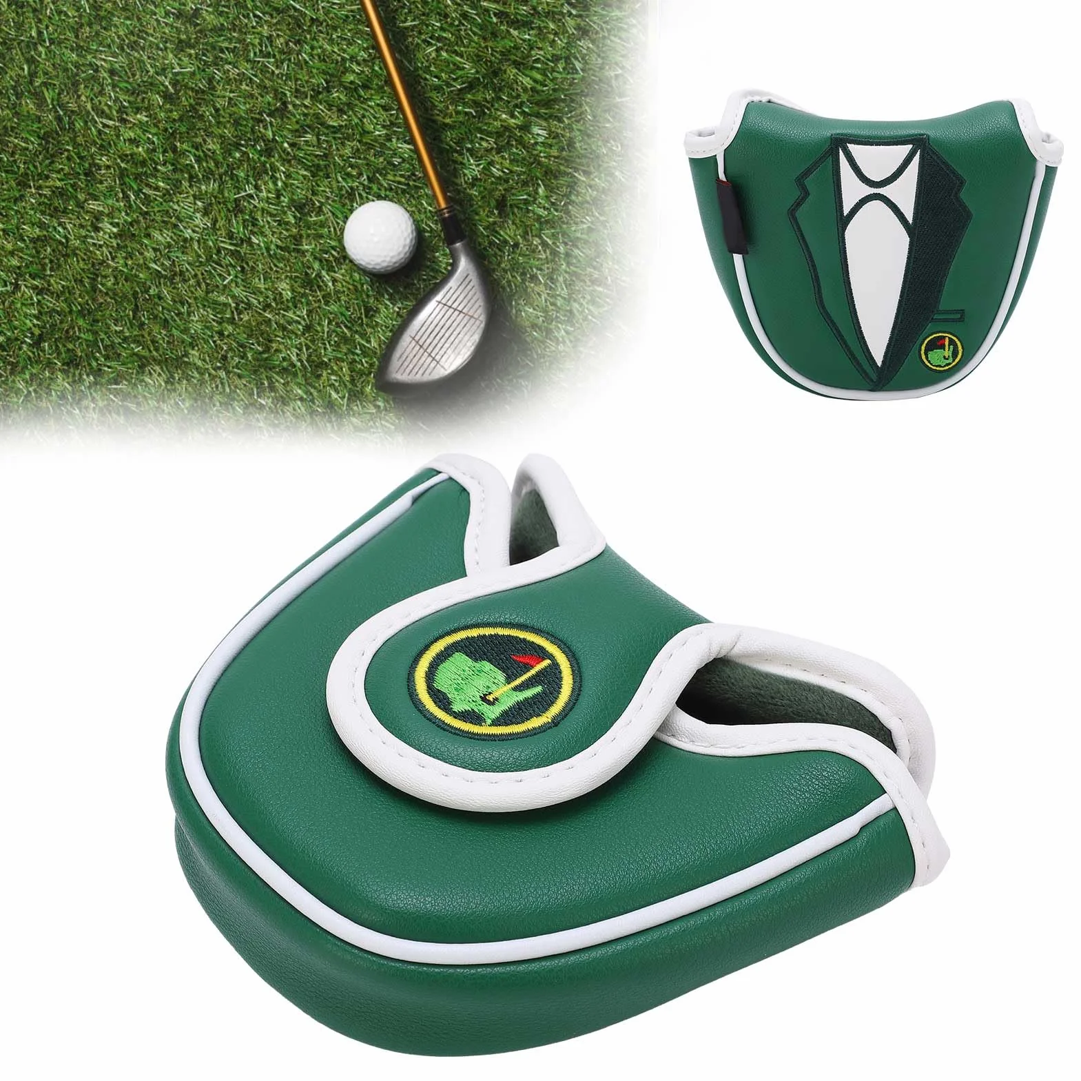 Copriputter da Golf a Semicerchio per Mazzuolo Ricamato Verde Copricapo per Putter