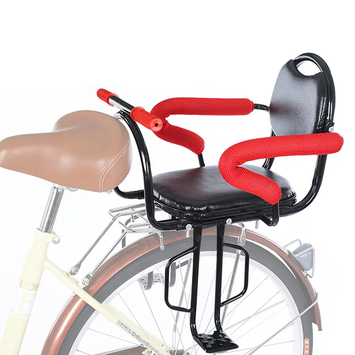 MENAYODA Seggiolino Posteriore per Biciclette per Bambini, Sedile Posteriore per Bambini, seggiolino per Bicicletta da Esterni, con braccioli Antiscivolo, Cuscino per Pedali