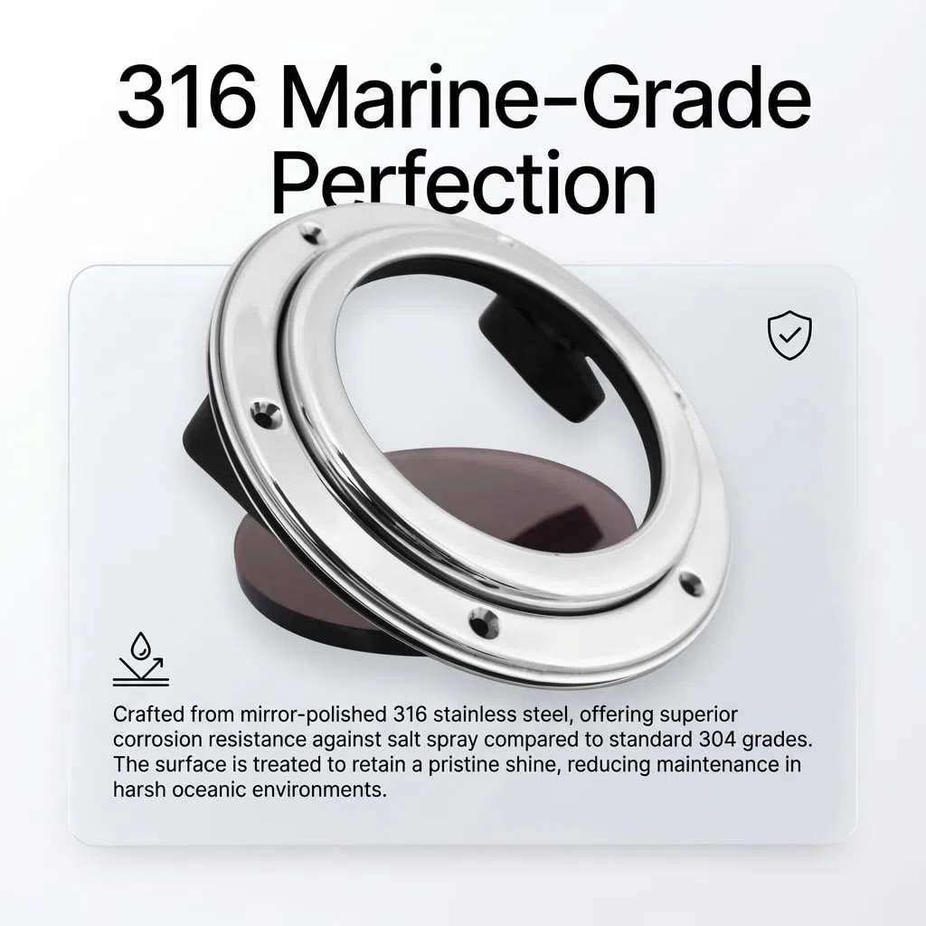 Oblò in Acciaio Inossidabile 316, Finestra Rotonda in Acrilico da 126mm-175mm con Apertura,per Barche,Yacht,Navi,RV