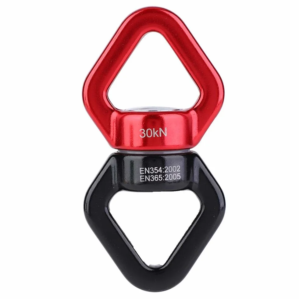 Gancio Girevole 30KN Dispositivo di Rotazione Esterno per Arrampicata su Roccia Rosso Nero
