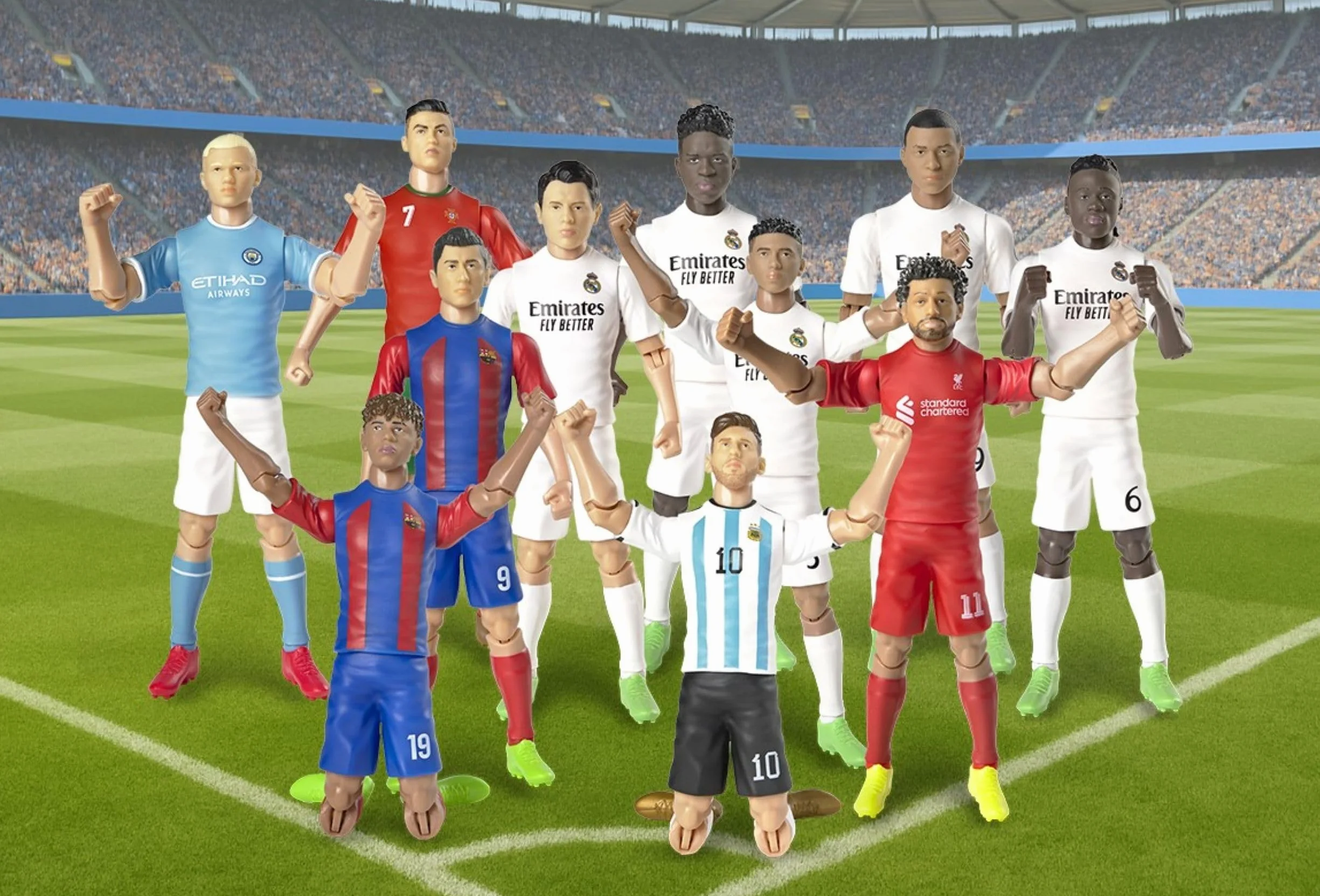 Megableu Statuetta Calcio YAMAL 20 cm Figura Calciatore Realistico Articolato Licenza Ufficiale 10 Punti Articolazione Giocattolo FC Barcellona Idea Regalo