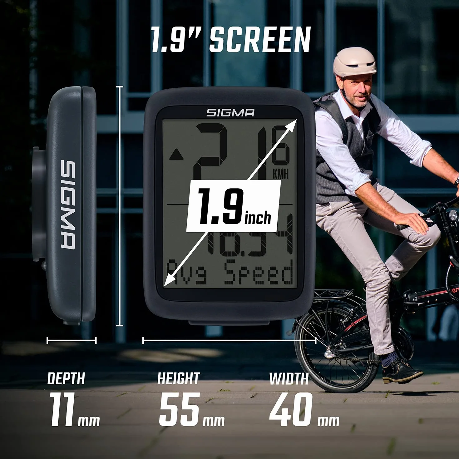 SIGMA BC 8.0 WL Ciclocomputer Wireless con 8 Funzioni, Confronto Velocità, Tasti Grandi, Display Chiaro, Impermeabile