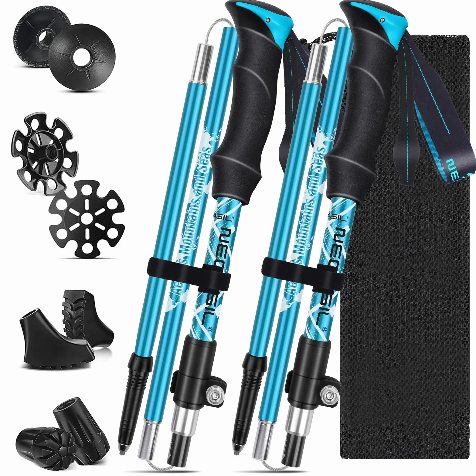 Bastoni da Trekking Pieghevoli Telescopici 107-131cm per Escursionismo