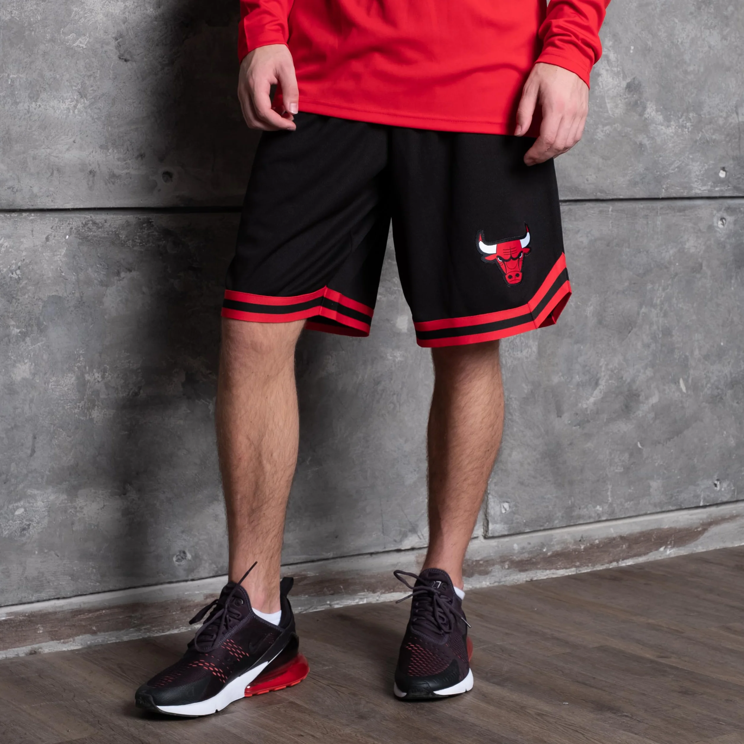 NBA Ultra Game GSM3547F Woven Team Logo Poly Mesh Basket Shorts Nero Large