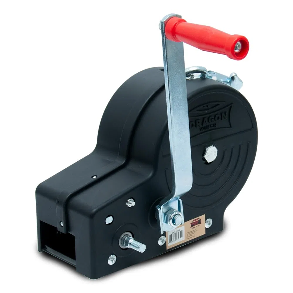 Dragon Winch Argano manuale con alloggiamento 3500 lbs / 1588 kg con gancio e Cavo in Acciaio 10m per piccole imbarcazioni, moto, veicoli e officina | Verricello manuale a due velocità