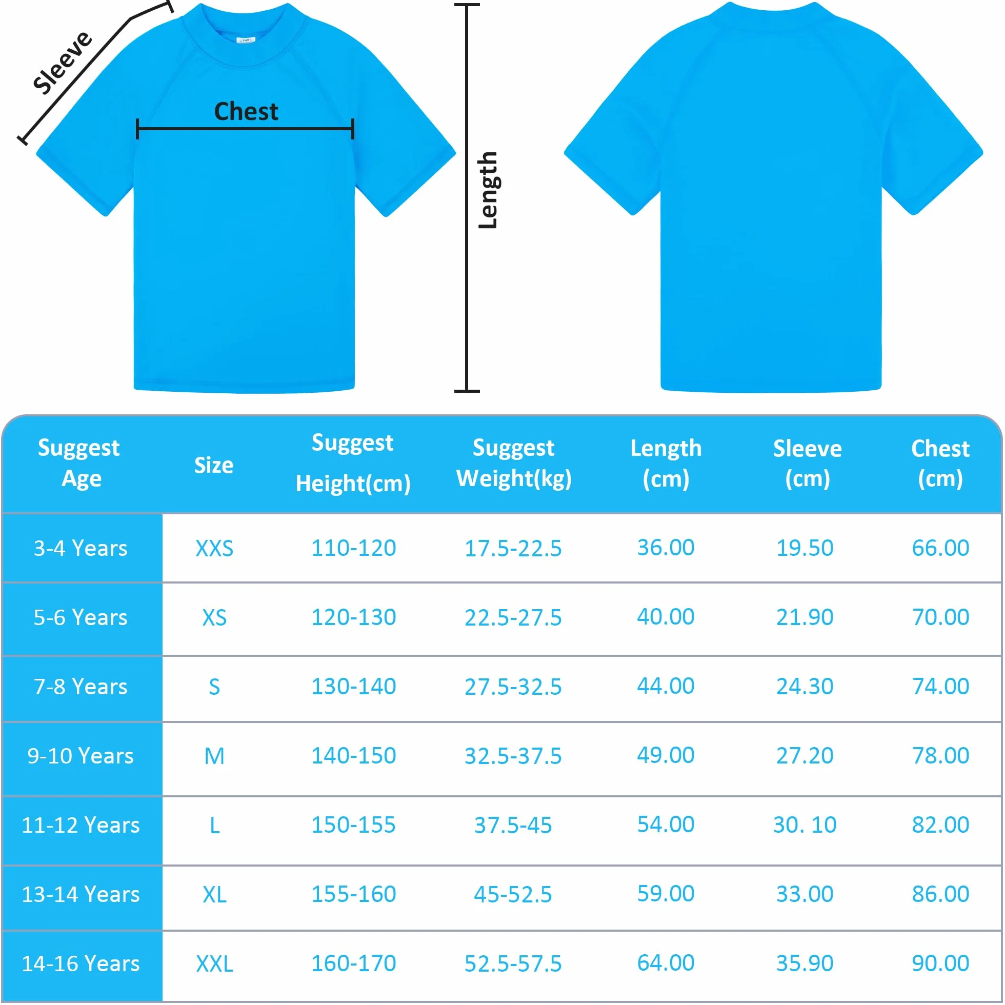 BIG ELEPHANT Rashguard a Maniche Corte per Bambini UPF 50+ Protezione Solare Costumi da Bagno (Pacco da 3)