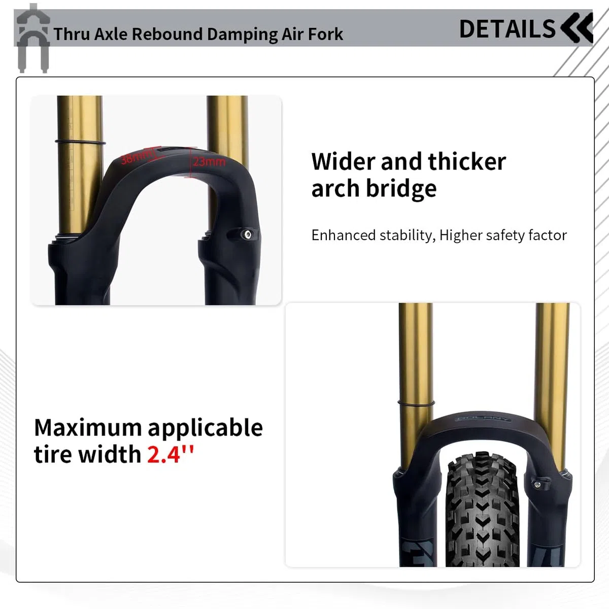 27,5/29" Forcella Air MTB Forcella Anteriore con Sospensione Boost Perno Passante 15x110mm 1-1/2" Freno A Disco Regolazione del Ritorno Escursione di 160mm(29'' Gold,Remote Lockout)