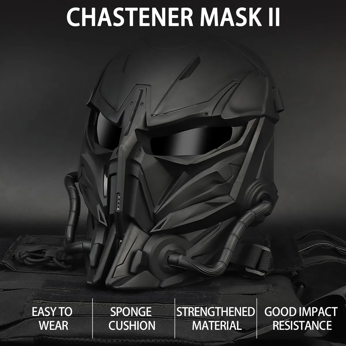 Maschera Airsoft Maschera integrale Alien Cosplay con occhiali per Halloween Cosplay Movie Props Paintball CS Gioco