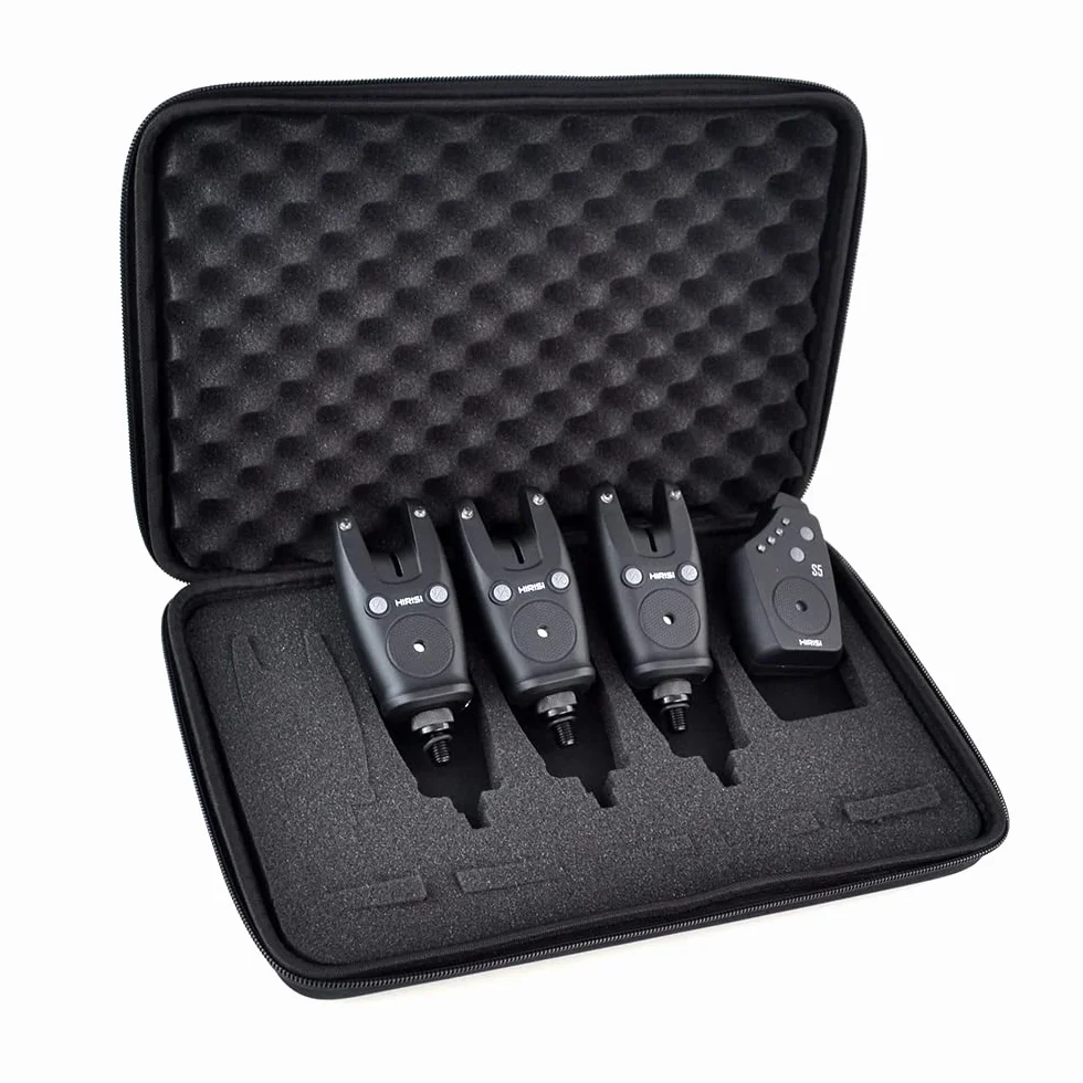 Hirisi Tackle Allarme di morso di pesca wireless impostato in borsa per il trasporto (FBM-S5-3)