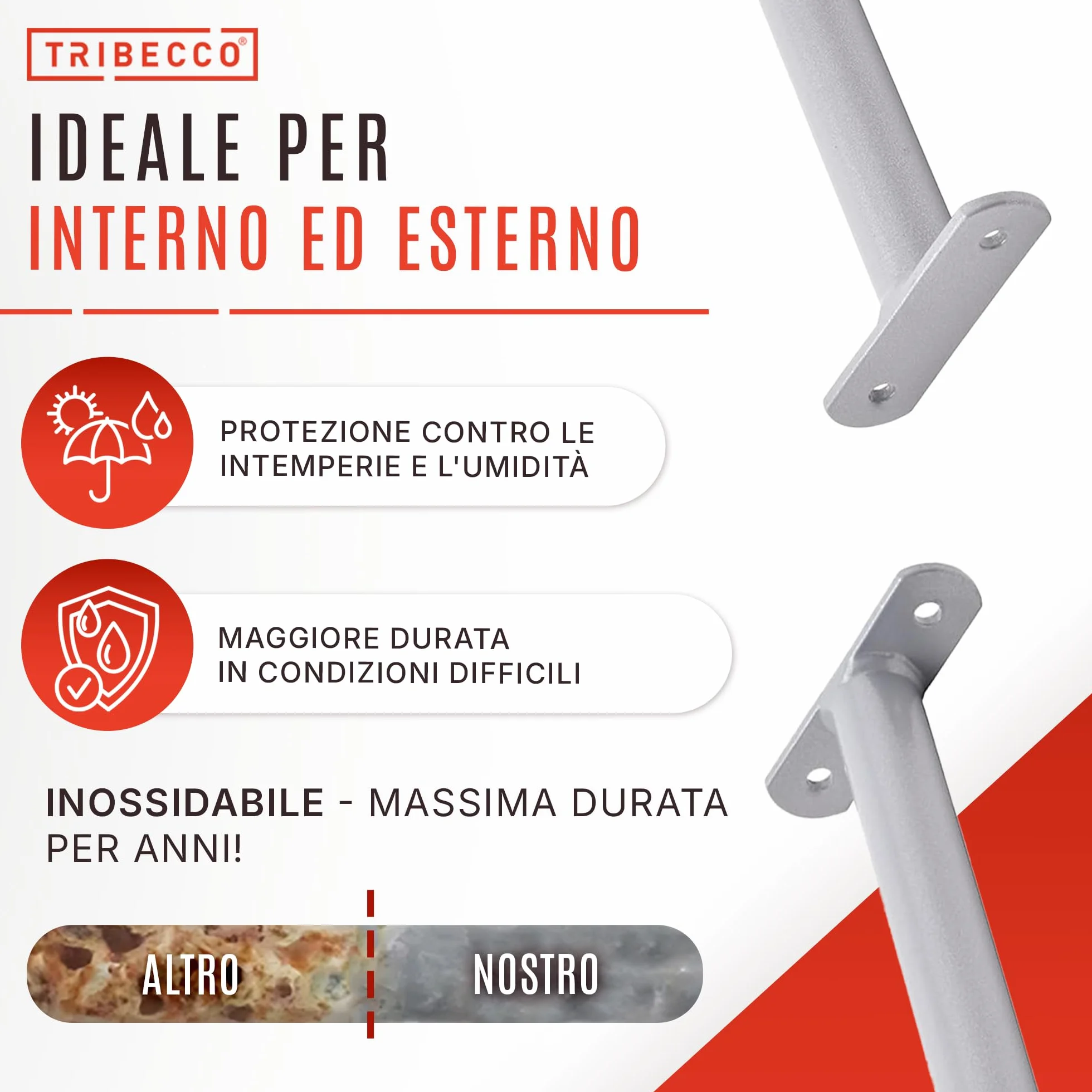 Asta da ginnastica in metallo 90 cm grigio per altalena arrampicata parchi giochi
