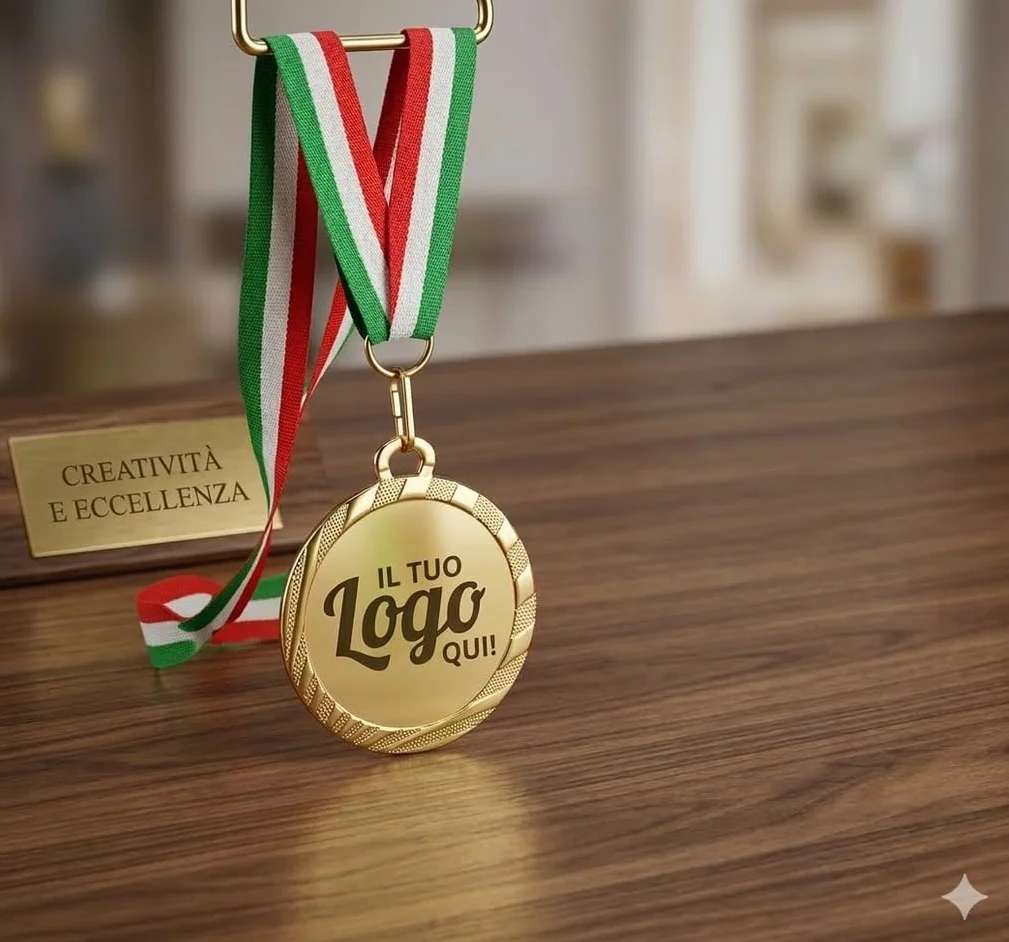 Medaglie Premiazioni Personalizzate con Logo, Immagine e Testo - Superficie Placcata, Incisione Laser (10 Pezzi)