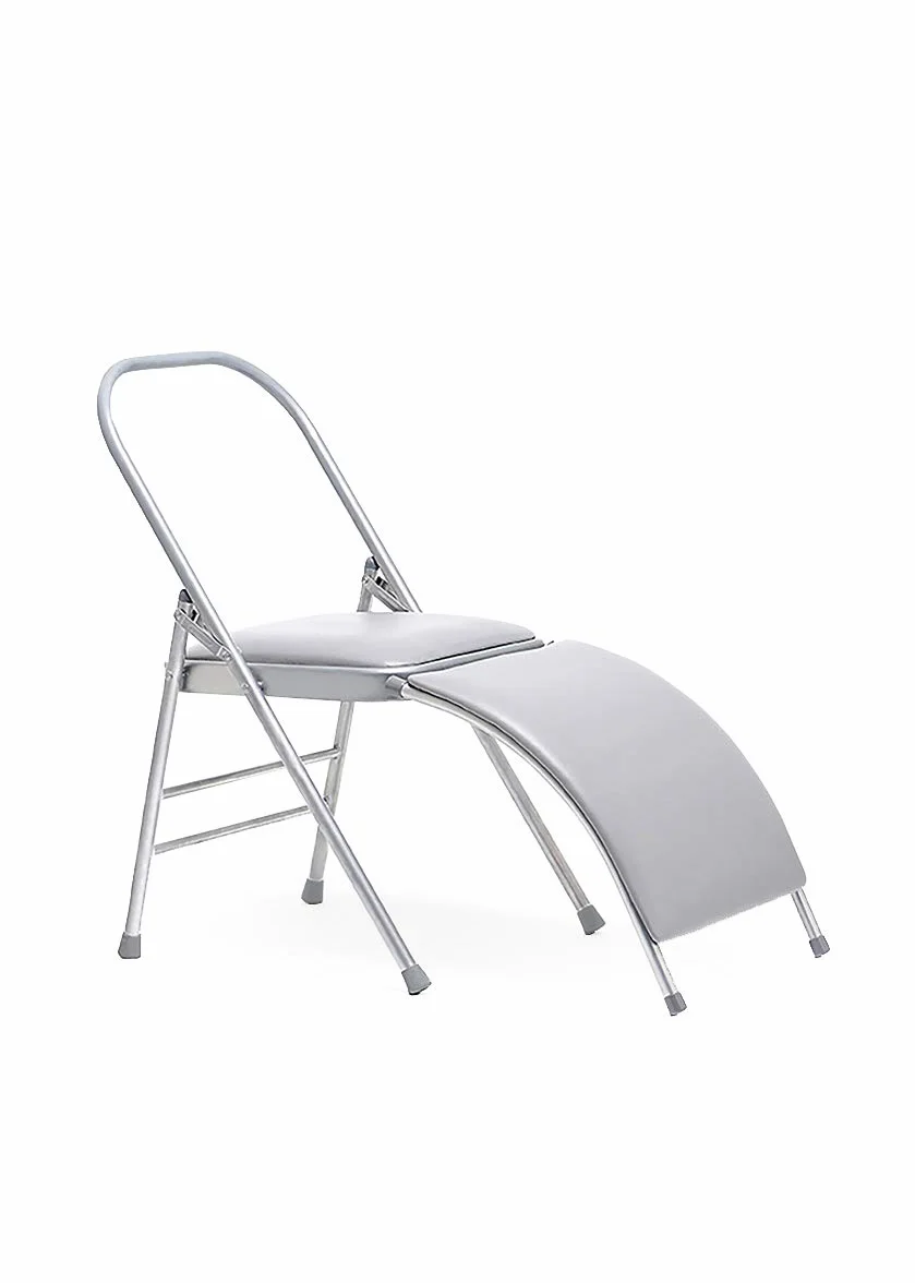 Yoga Studio YS/Folding/Chair/NoFBar, Sedia da Yoga Pieghevole Senza Barra Anteriore, Dimensioni: 47 x 49 x 81 cm Unisex-Adulto, Argento, Standard