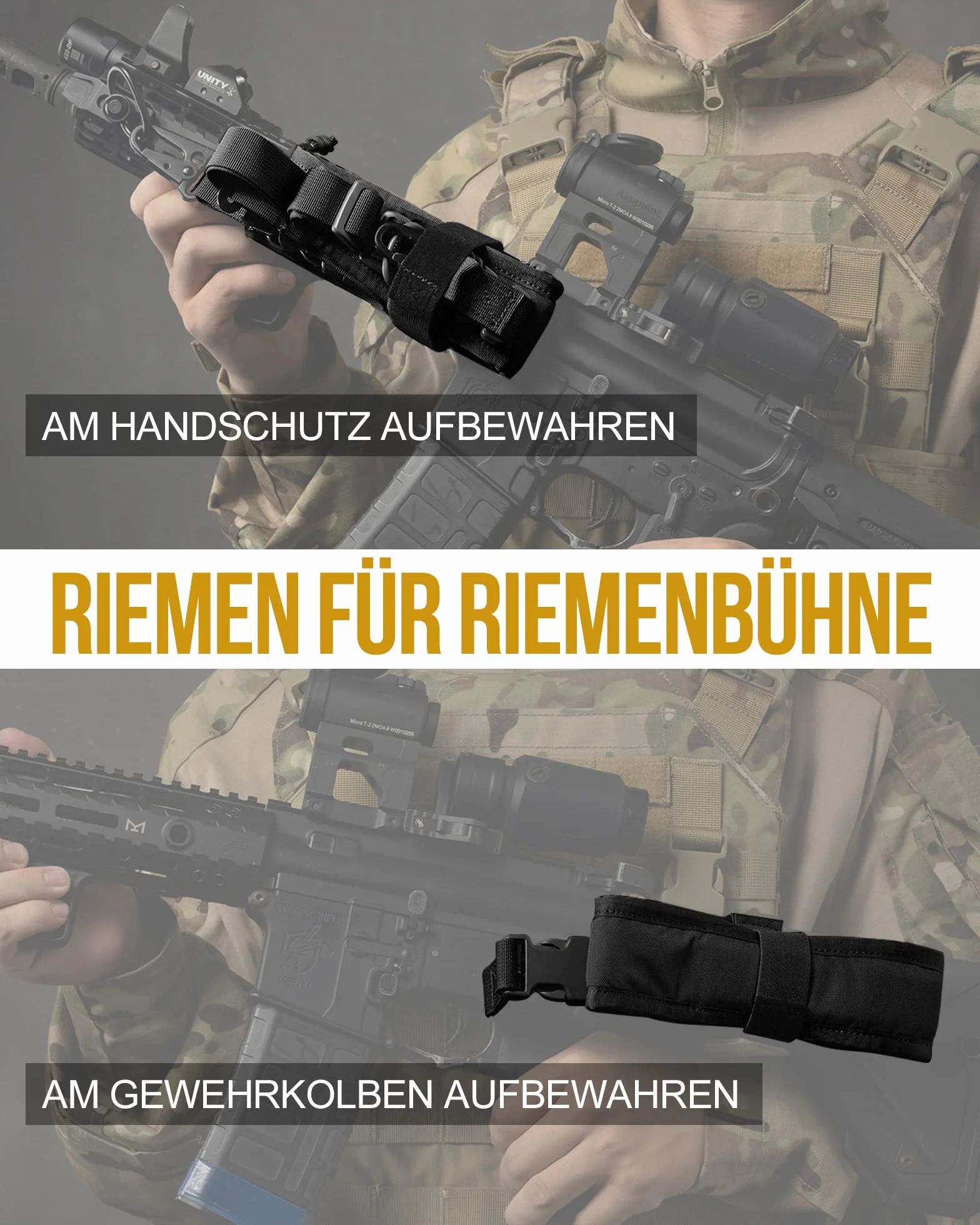 OneTigris Cinghie per fucile a 2 punti 1 pollice moschettone HK regolabile 46-68,5 cal. calibro