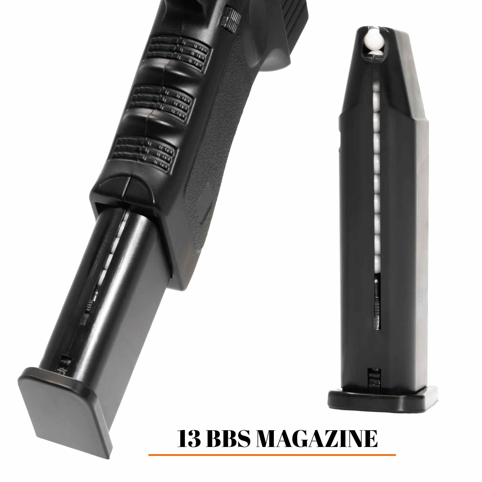Pistola softair Glock 17 V020 carrello metallo corpo plastica 0,9 Joule caricatore 12 colpi bundle 1000 pallini
