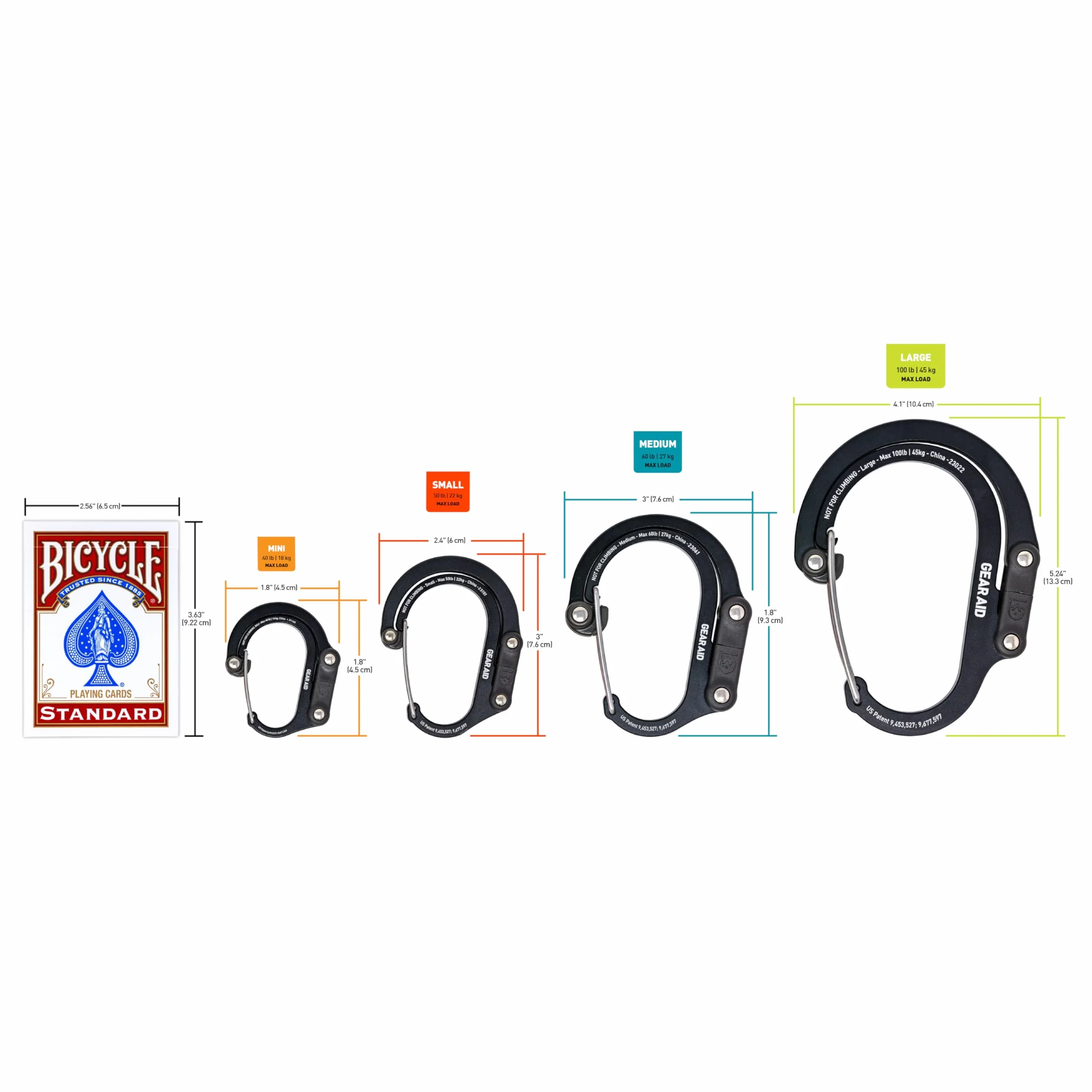GEAR AID HEROCLIP Moschettone e Gancio (Grande) per Campeggio, Zaino, Organizzazione e Garage, Nero