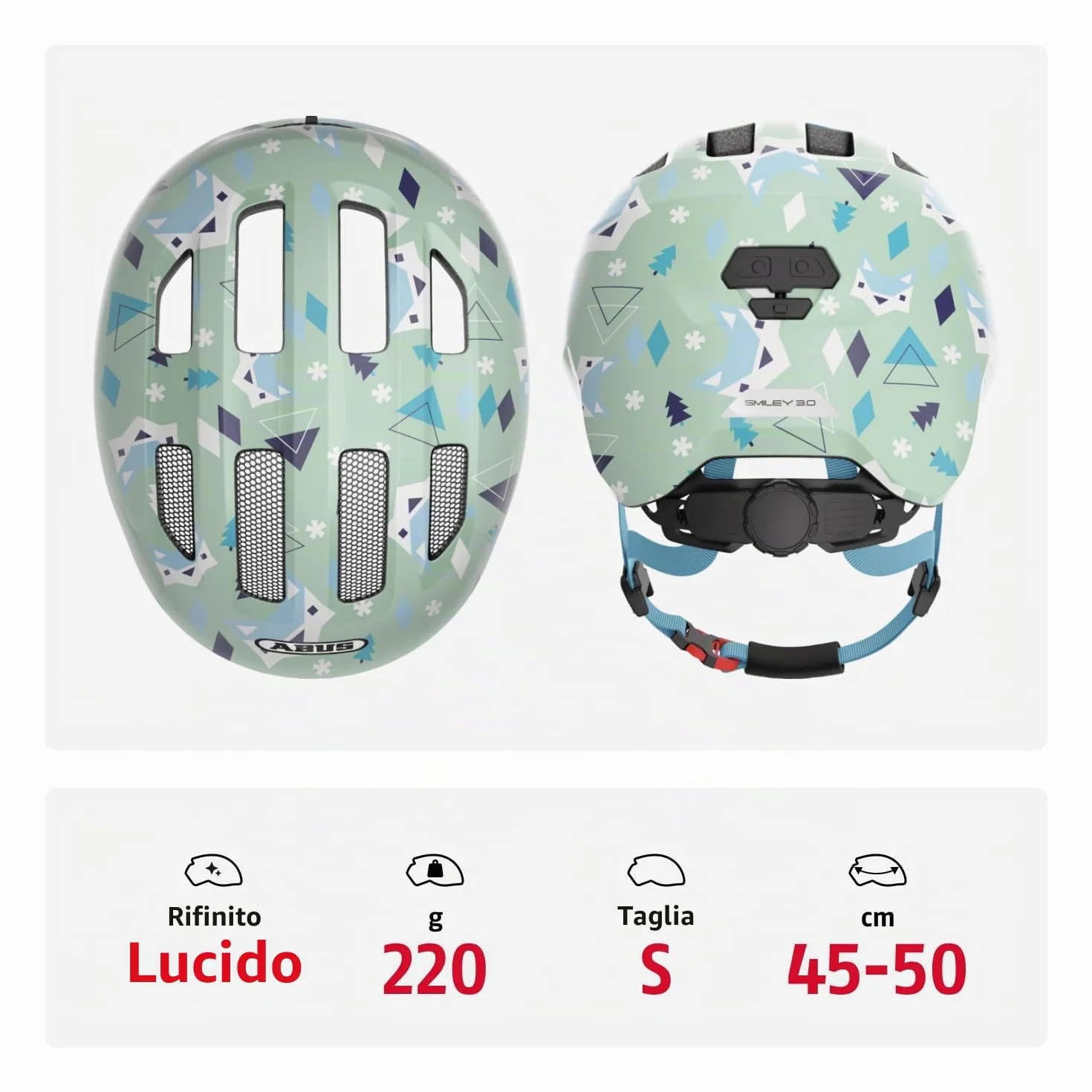 ABUS Casco per bambini Smiley 3.0 casco da bici con calzata bassa design a misura di bambino