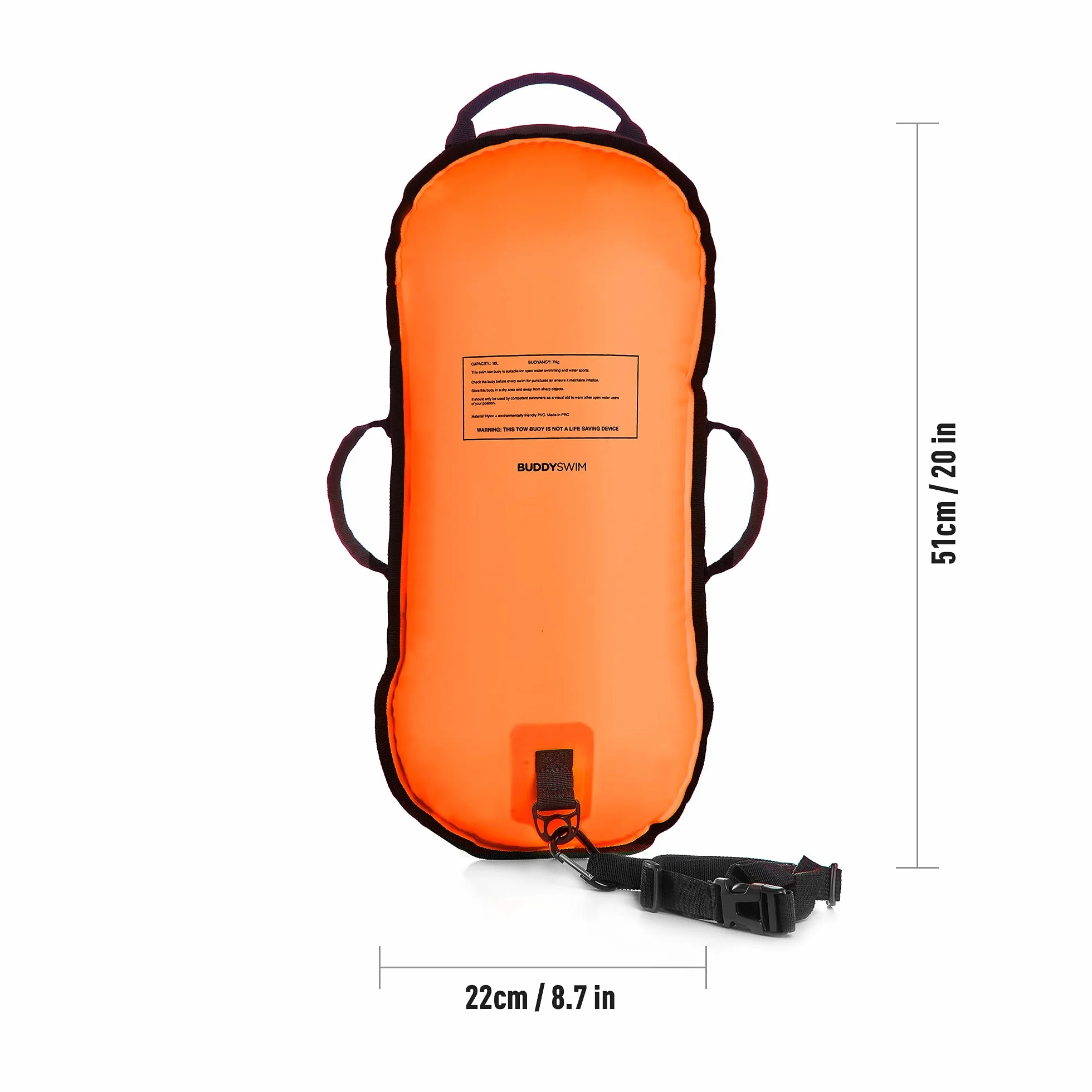 Boa per Nuoto in acque libere 10 L per Traversate e Competizioni. Finitura in Nylon, Ultra Leggera e Resistente, con Manici e Cintura Regolabile.