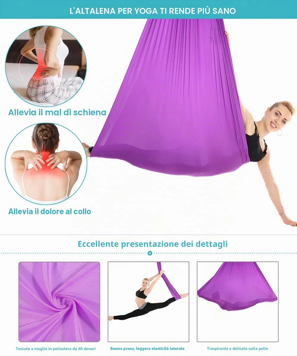 Yoga Set per Adulti, Accessori per Yoga, Carico 500 kg, Incluso Hardware di Installazione Completo