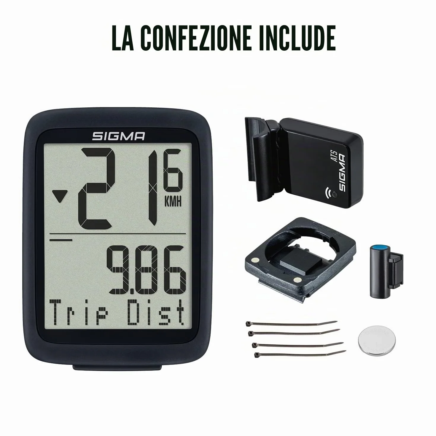 SIGMA BC 8.0 WL Ciclocomputer Wireless con 8 Funzioni, Confronto Velocità, Tasti Grandi, Display Chiaro, Impermeabile