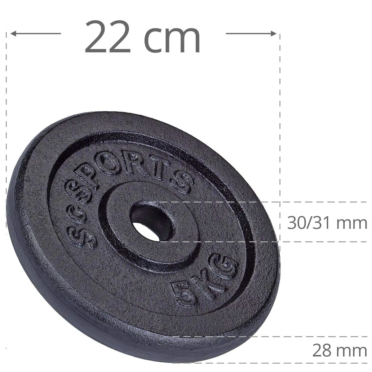 ScSPORTS - Pesi per bilanciere in ghisa, 4 x 5 kg, Diametro Foro 30 mm