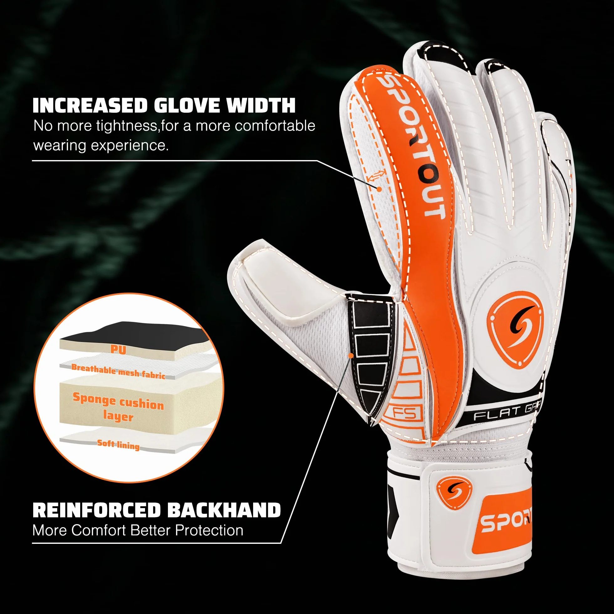 Sportout Guanti da Portiere con Protezione Dita 4 mm Lattice Uomo Bambini Adulti