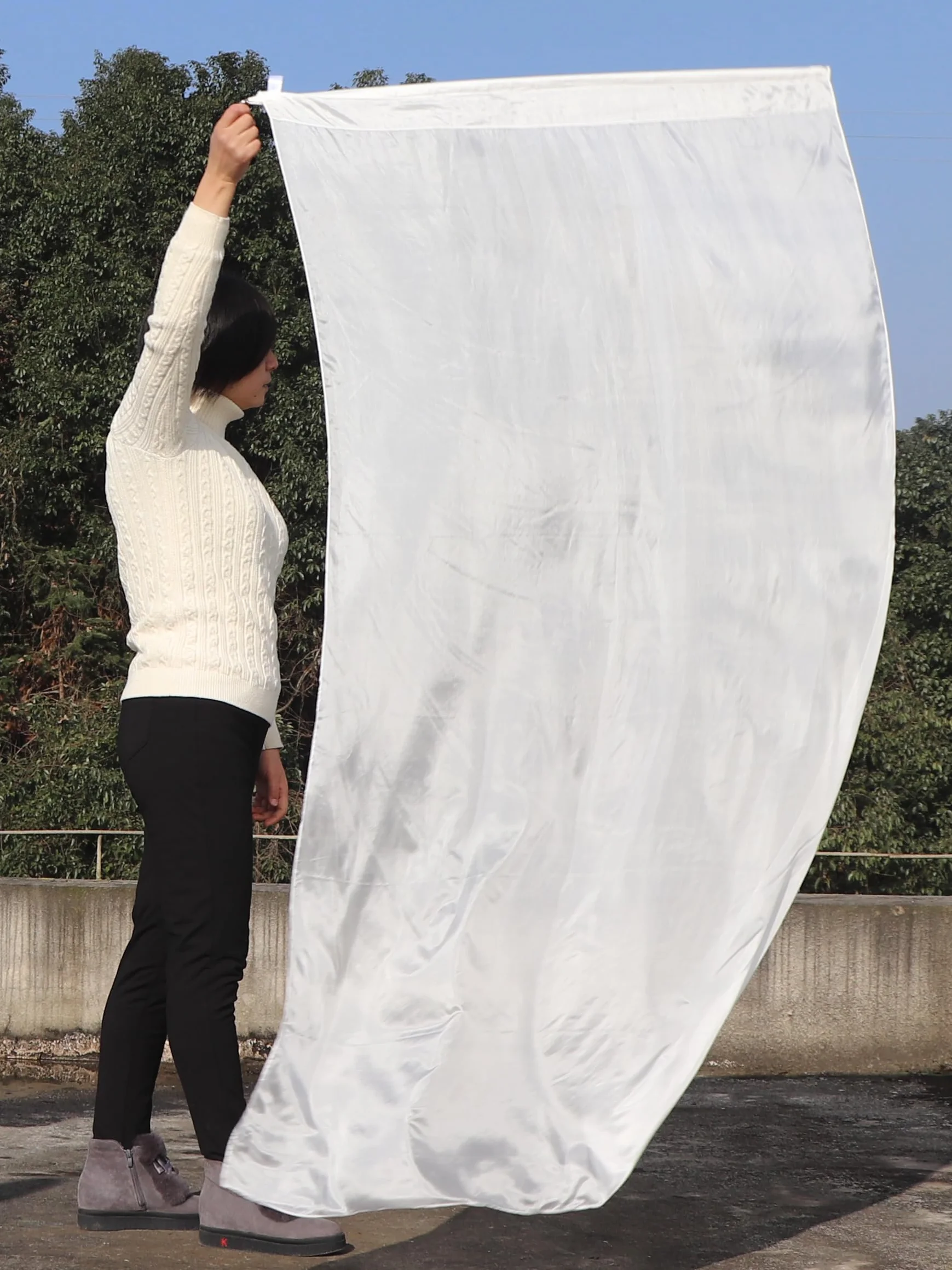 Bandiera Poi Seta Fluide 174cm Flow Art Danza Meditazione Asta Rigida