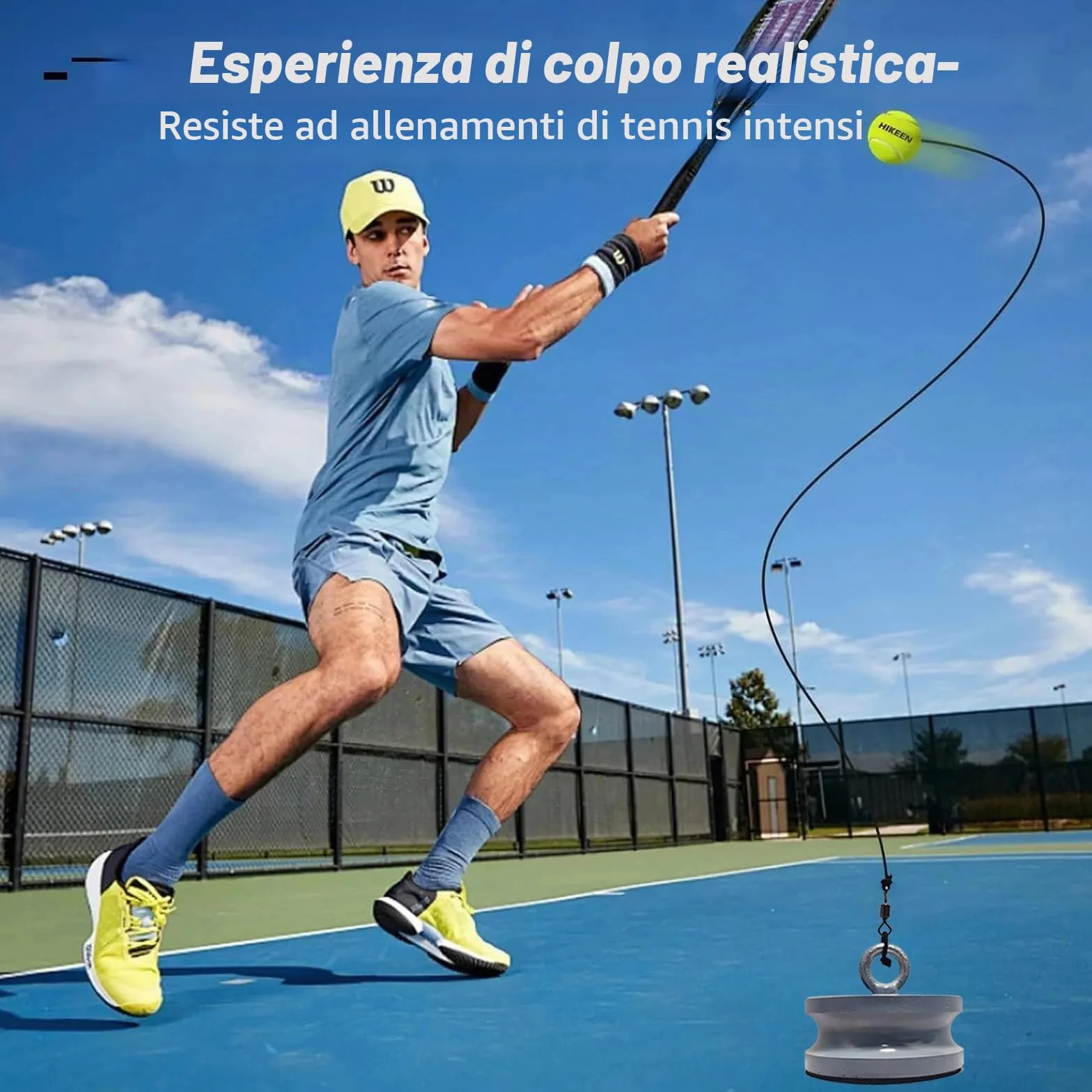 Allenatore di Tennis con Base Metallica 1,2 kg per Gioco e Allenamento all'Aperto