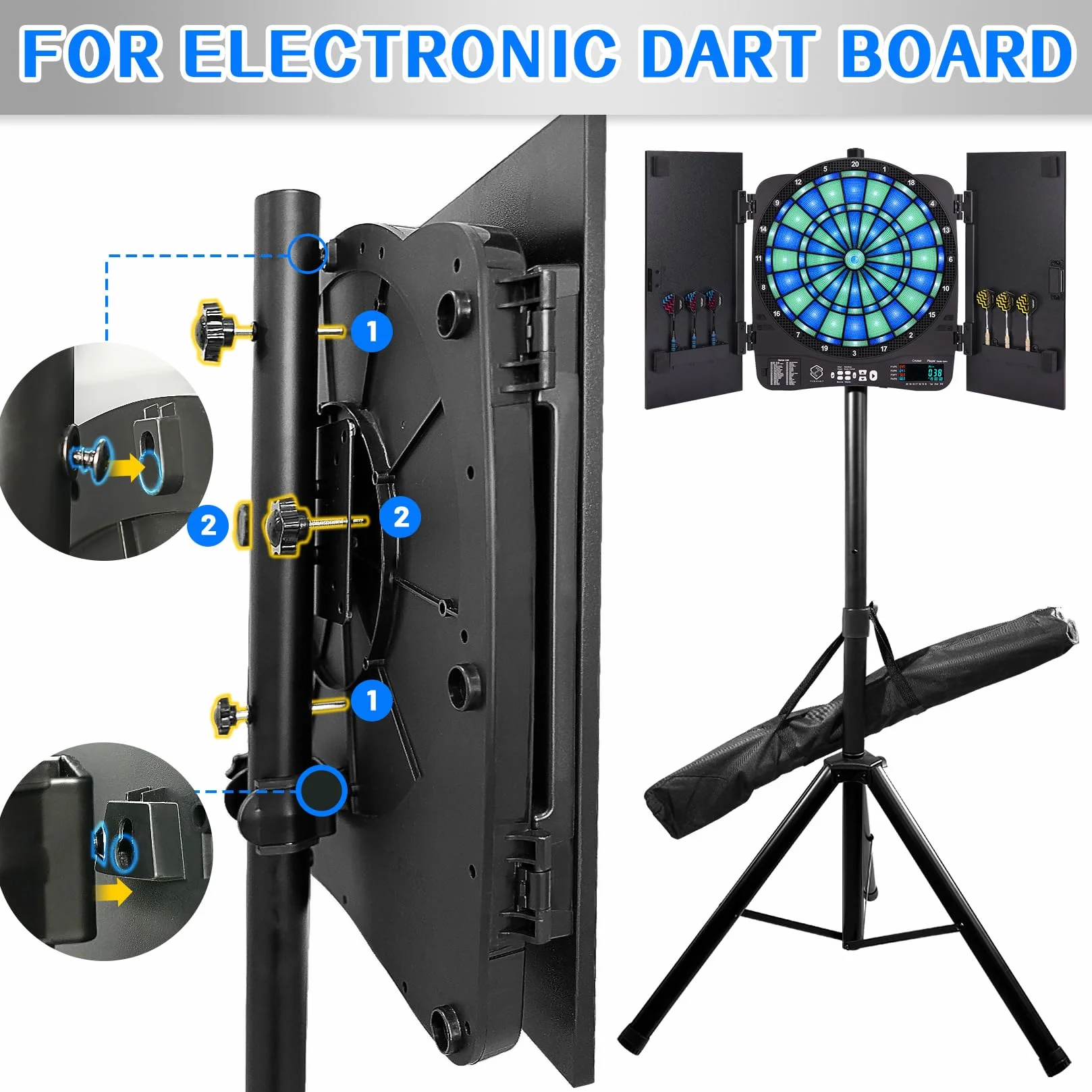 Turnart Supporto per Freccette, Accessori per Bersaglio Elettronico, 106-200 cm, 3,7 kg
