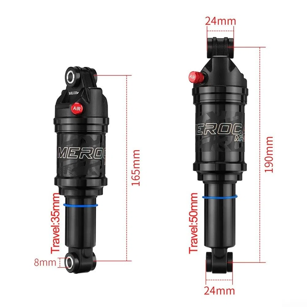 Ammortizzatore Posteriore Regolabile ad Aria per MTB, Escursione 125/150/165/190mm, Lega di Alluminio, Controllo di Rimbalzo e Bloccaggio, Gamma 100+ PSI (190MMx50MM)