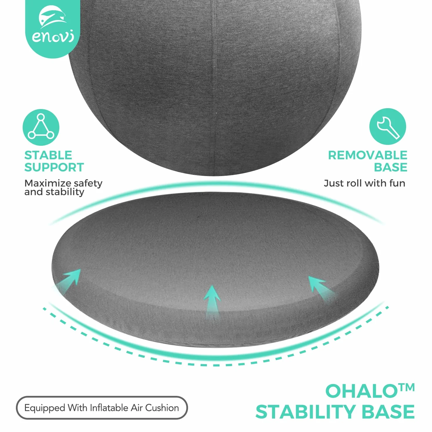 ProBalanceΩ Sedia a sfera, sedia a sfera da yoga con fodera e base per scrivania da casa e ufficio, parto e gravidanza, palla di stabilità e seduta per alleviare il dolore alla schiena, diverse