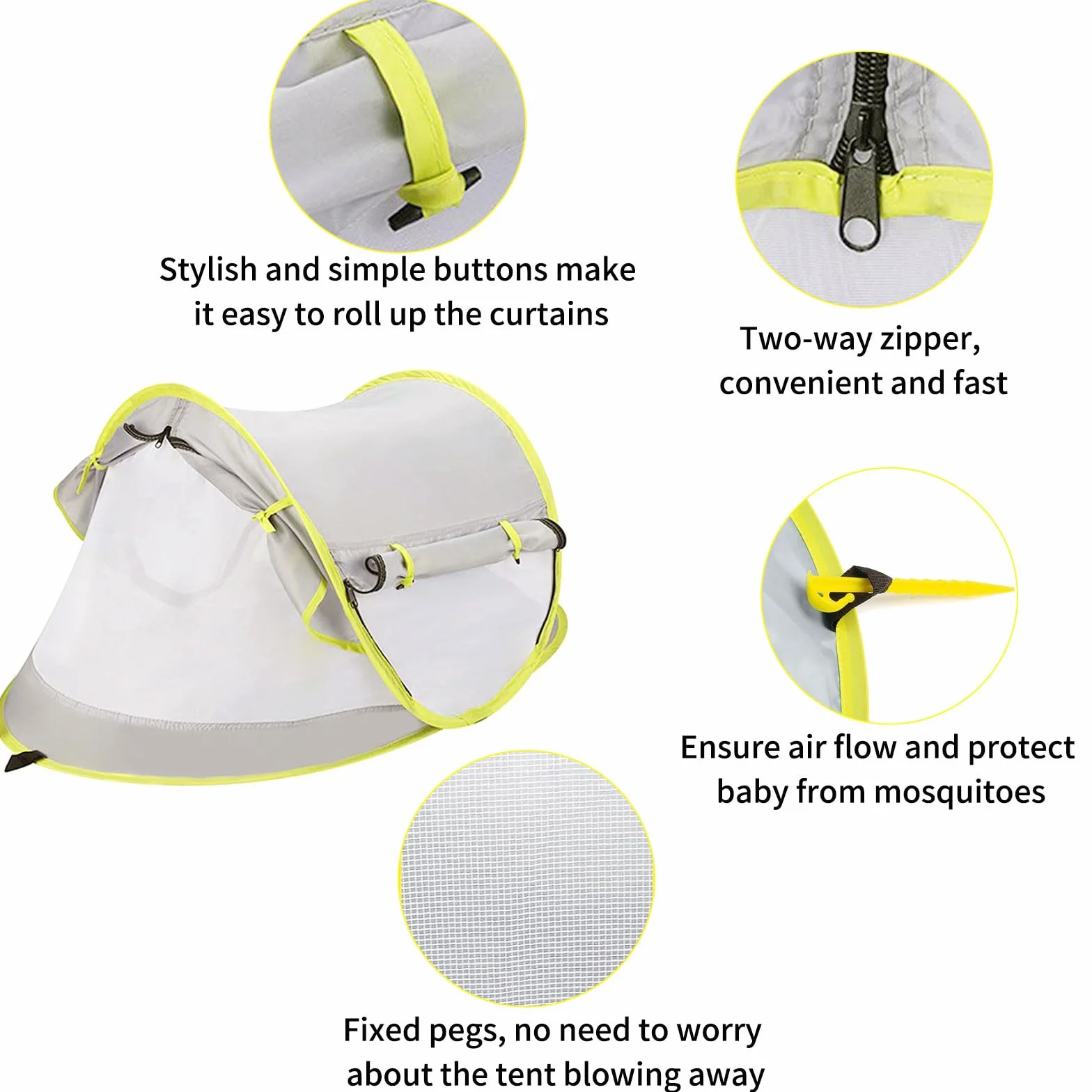 Tenda Bambini Anti-UV Piscina Spiaggia, Tenda Pop-Up Protezione SPF 50+, Tenda Alta Protezione Solare Estiva, Riparo Viaggio Campeggio Protegge Vento/Sole/Sabbia, Parasole Pieghevole Portatile Aperto