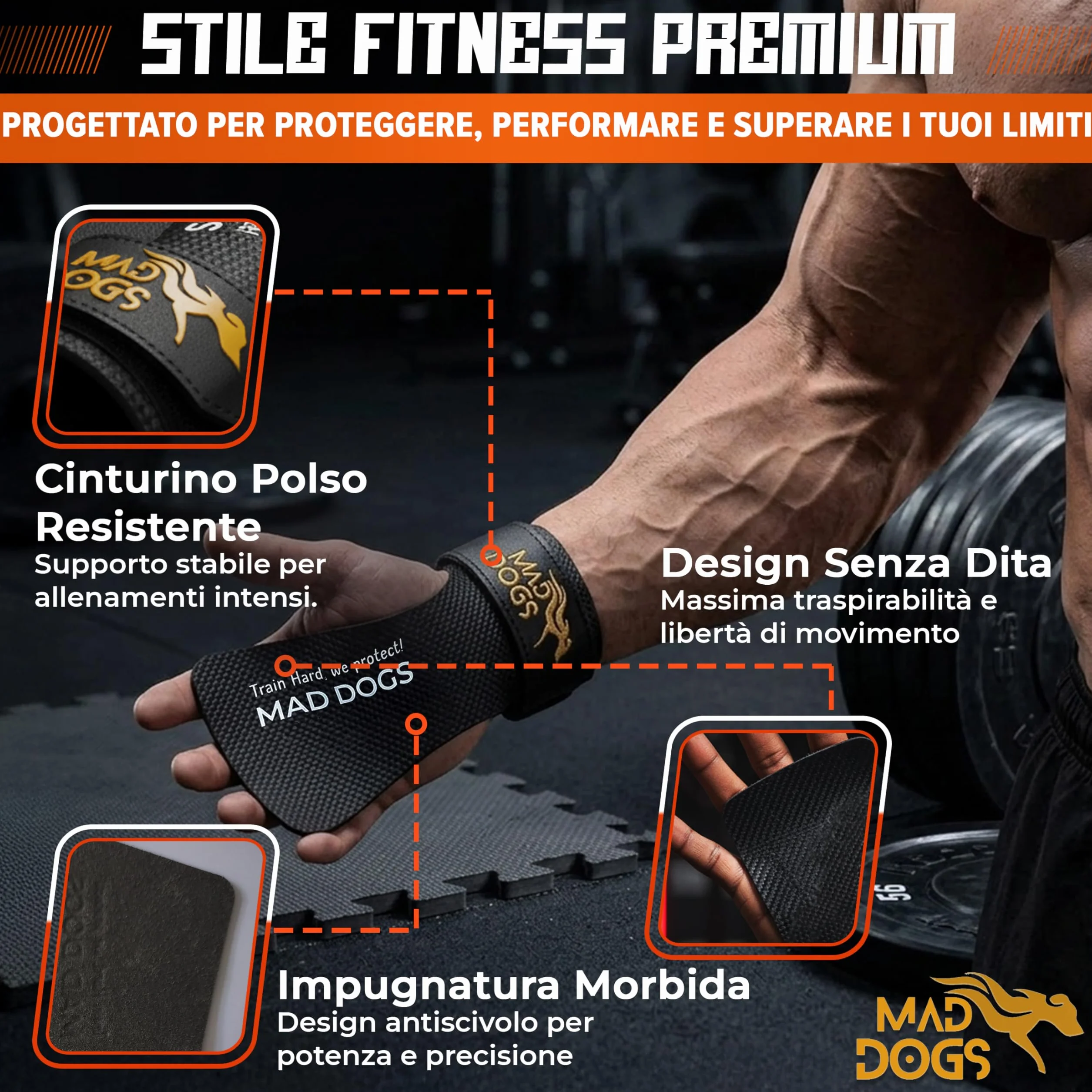 Boxer Strada Crossfit Hand Grips, protezione comfort design senza fori, unisex