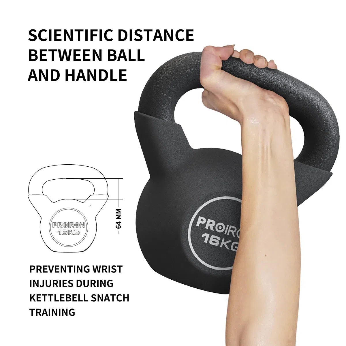 PROIRON Kettlebell in Ghisa 4-16 kg, Rivestimento in Neoprene, Vari Colori per Esercizi e Allenamenti a Casa e in Palestra