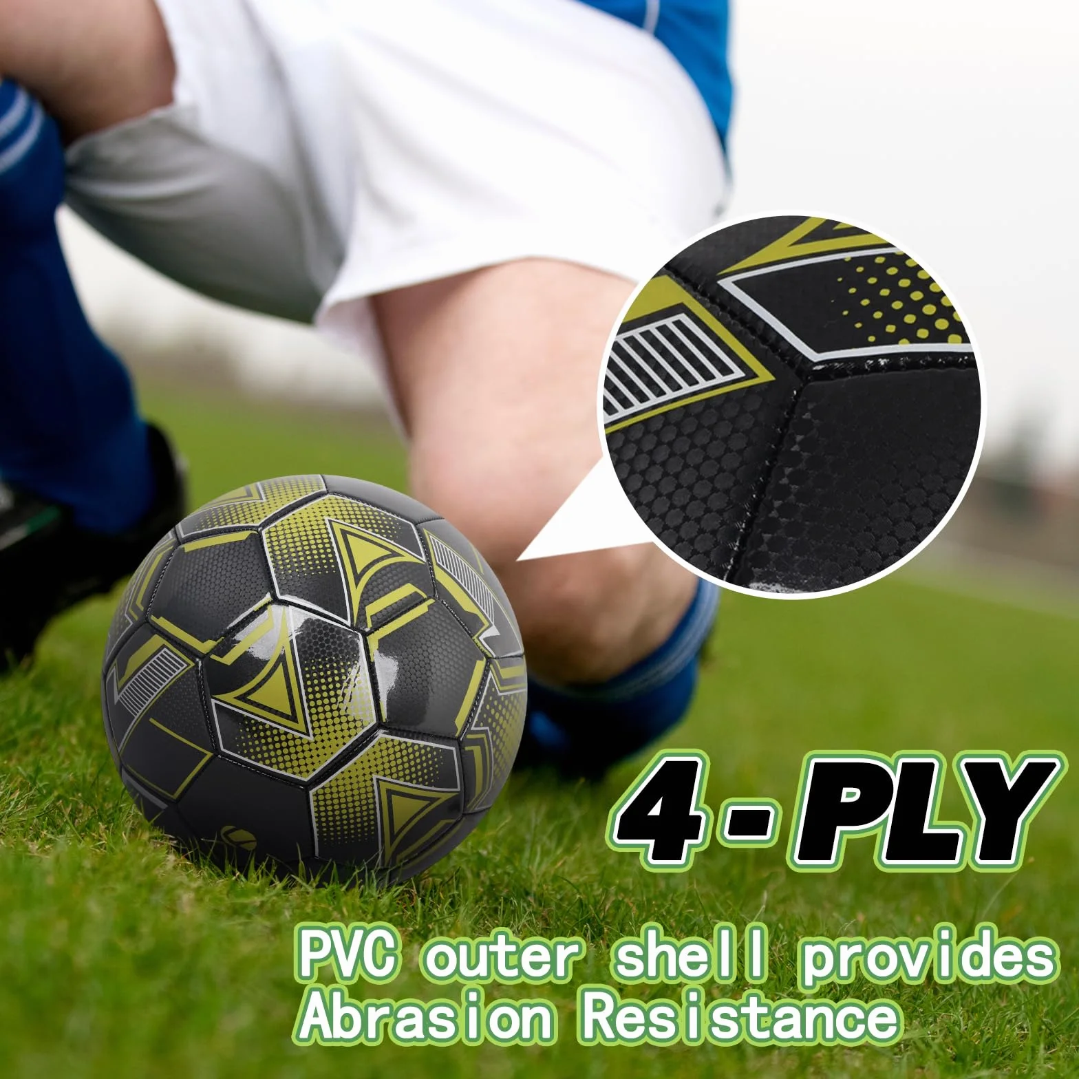Pallone da Calcio in Pelle Misura 5 con Pompa, Pallone da Calcio per Allenamento Indoor e Outdoor