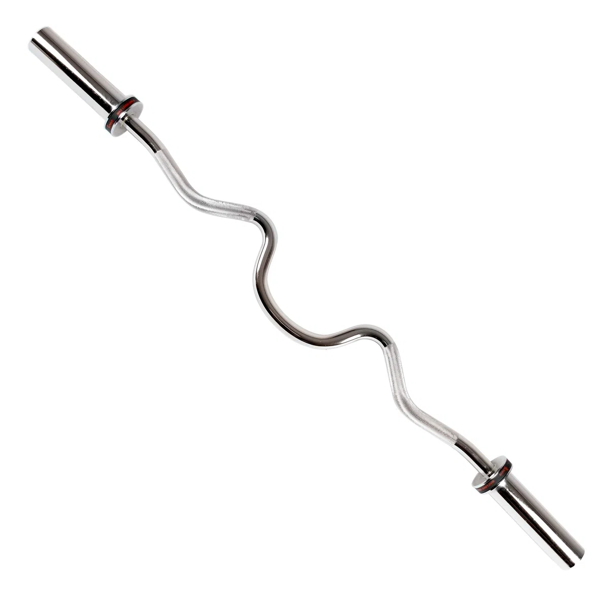 'Sunny Health & Fitness 48'' Olympic Super Curl Bar with Ring Collars Strength Training Bar for Traps, Deadlifts, Squats and More - OB-48'