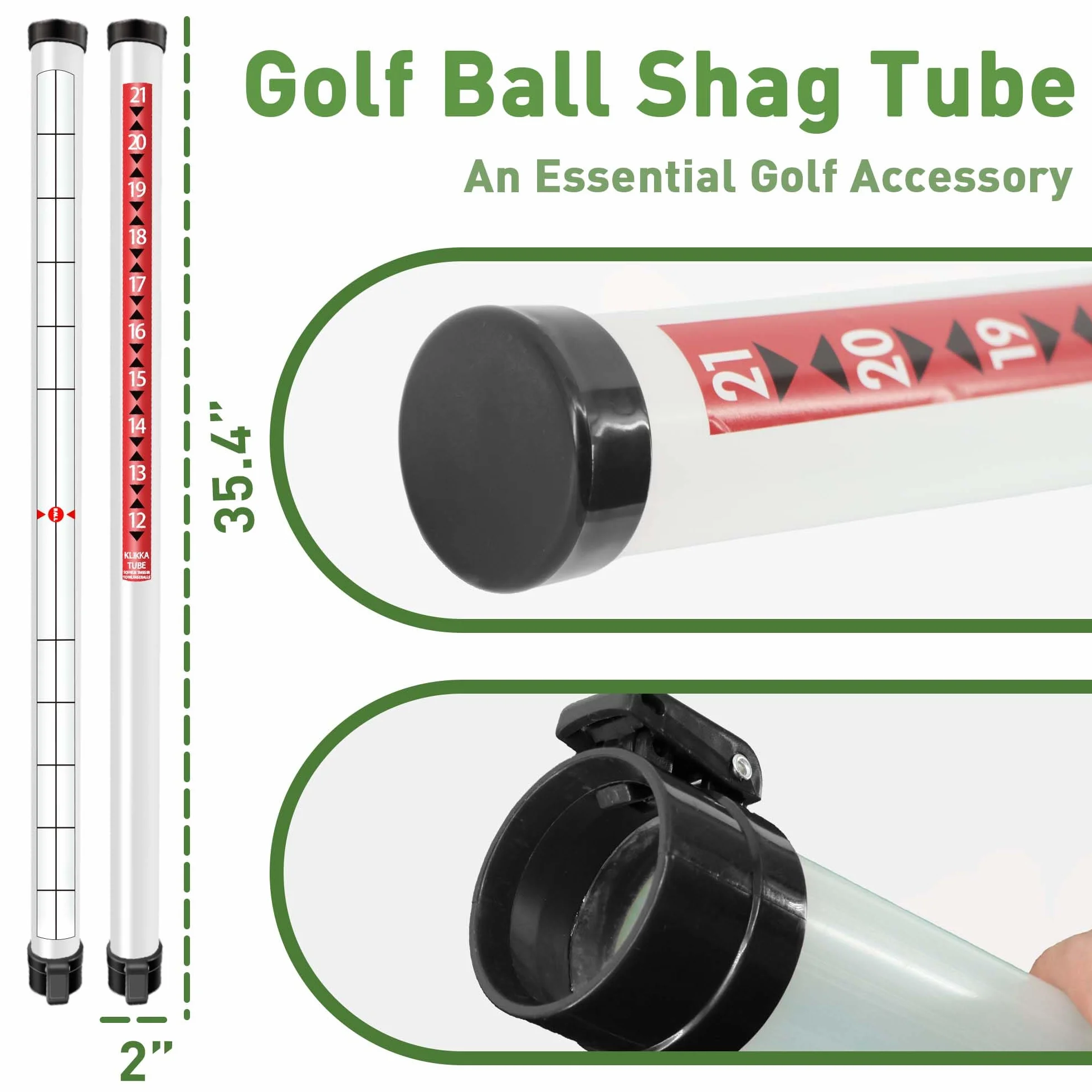 Raccoglitore palline da golf 80 cm tubo plastica
