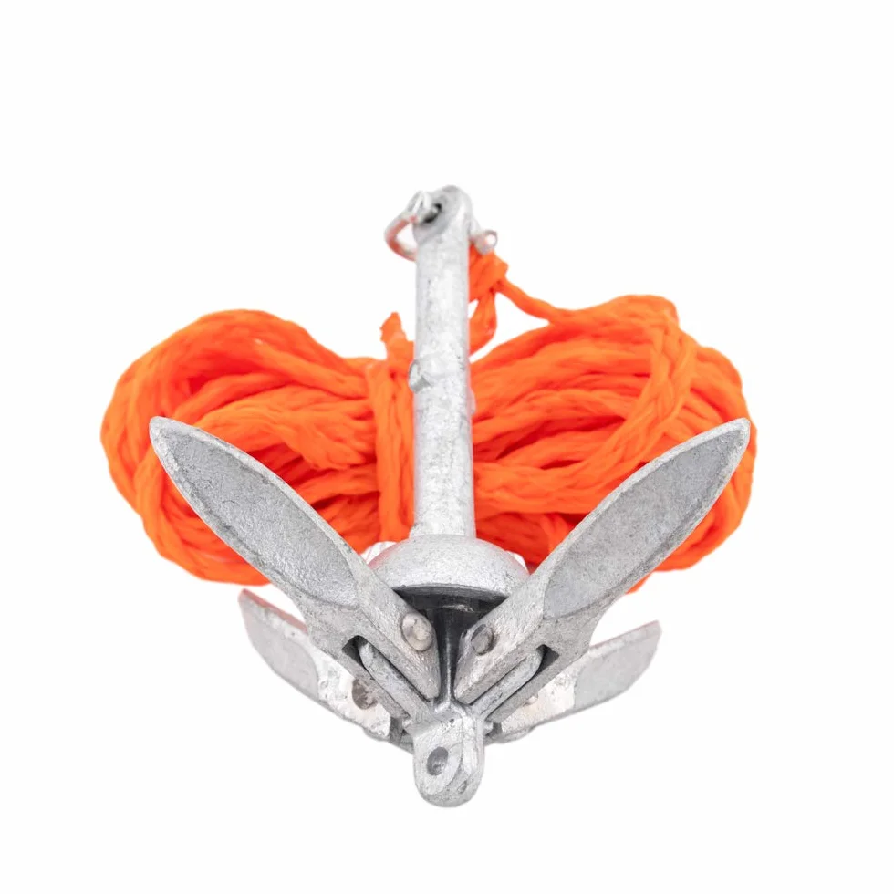 GATE14® Kit Mini Ancora a Ombrello Pieghevole in Acciaio Zincato 0,7 kg e Cima Ormeggio