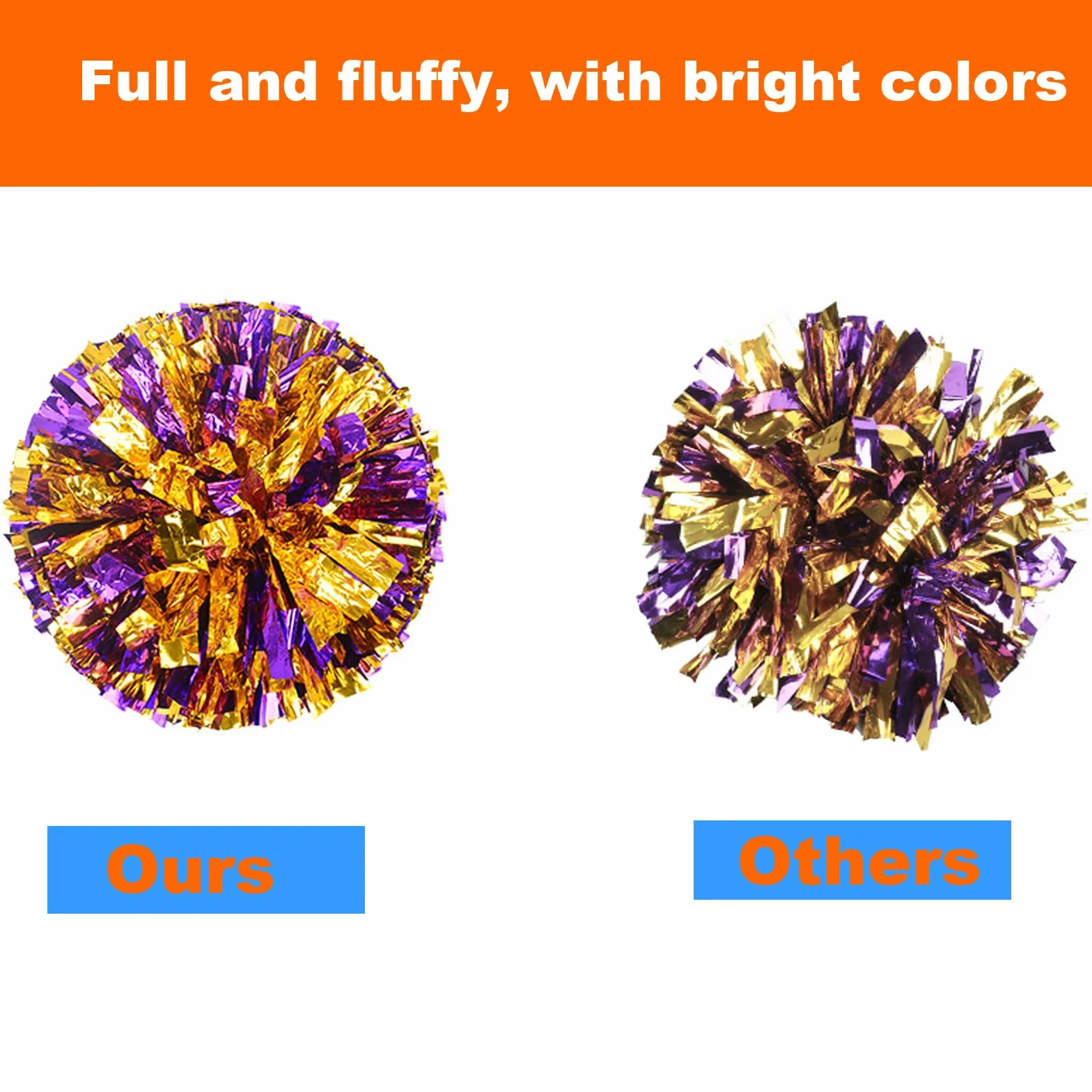 Cheerleading Pom Poms 35cm Metallici per Sport di Squadra Calcio Ballo Cheering Bambini Adulti