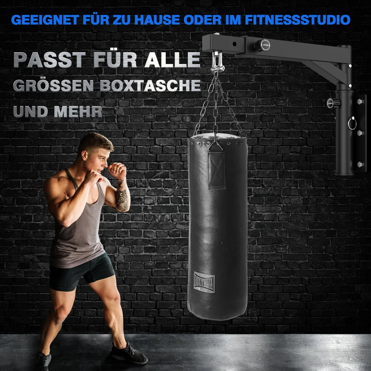IMAYCC Supporto Sacco da Boxe, Bidirezionale Regolabile Staffa per Sacco da Boxe, Gancio Sacco da Boxe per Sacco da Boxe, Sacco da Muay Thai, Boxe Allenamento, Boxio, Allenamento Fitness,ECC.