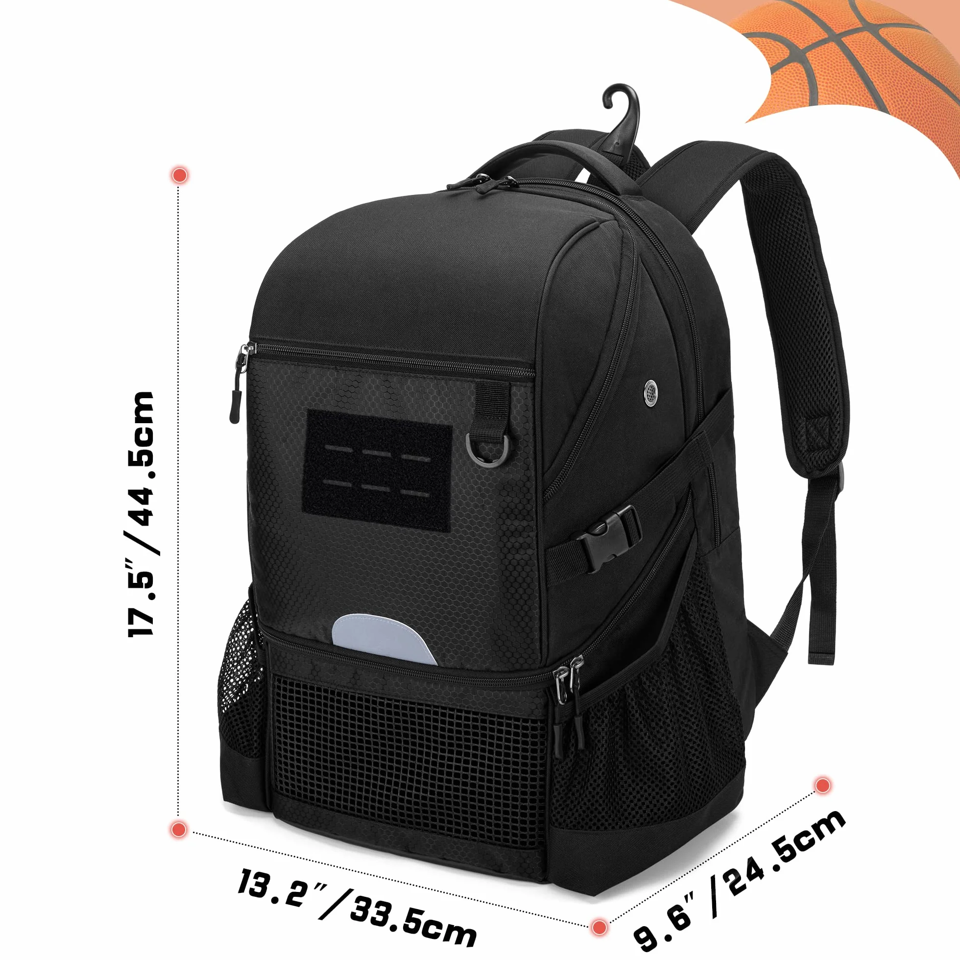 DSLEAF Zaino da Basket per Uomo, Borsa da Calcio con Scomparto per Palline e Scomparto per Scarpe per Allenamento di Basket, Calcio, Pallavolo