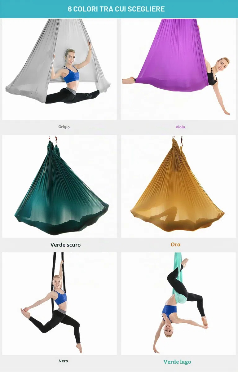Yoga Set per Adulti, Accessori per Yoga, Carico 500 kg, Incluso Hardware di Installazione Completo