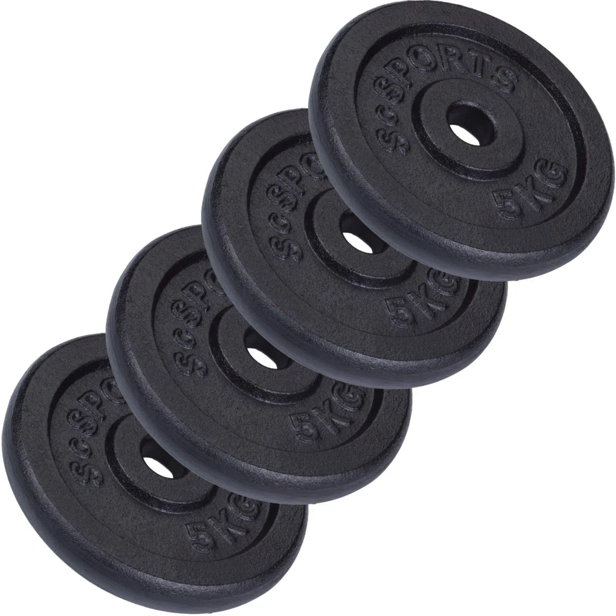 ScSPORTS - Pesi per bilanciere in ghisa, 4 x 5 kg, Diametro Foro 30 mm