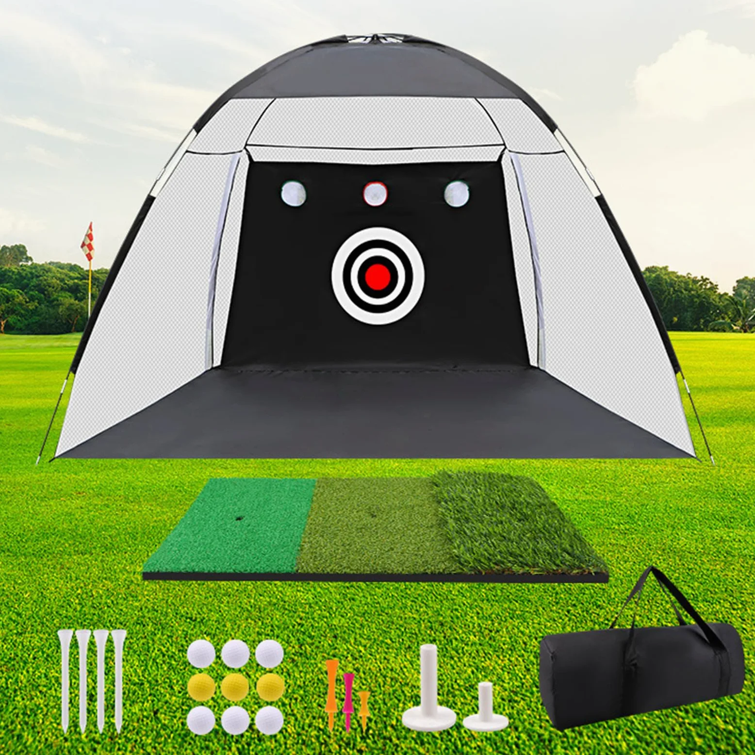 Rete da golf, per allenamento da golf, con tappetino per il cortile, per interni ed esterni, idea regalo per uomini