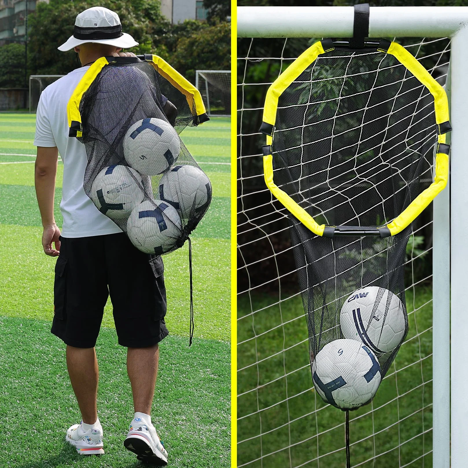 Happy Jump 3-in-1 Rete Bersaglio per Calcio, Attrezzatura da Allenamento con Tubi in Metallo