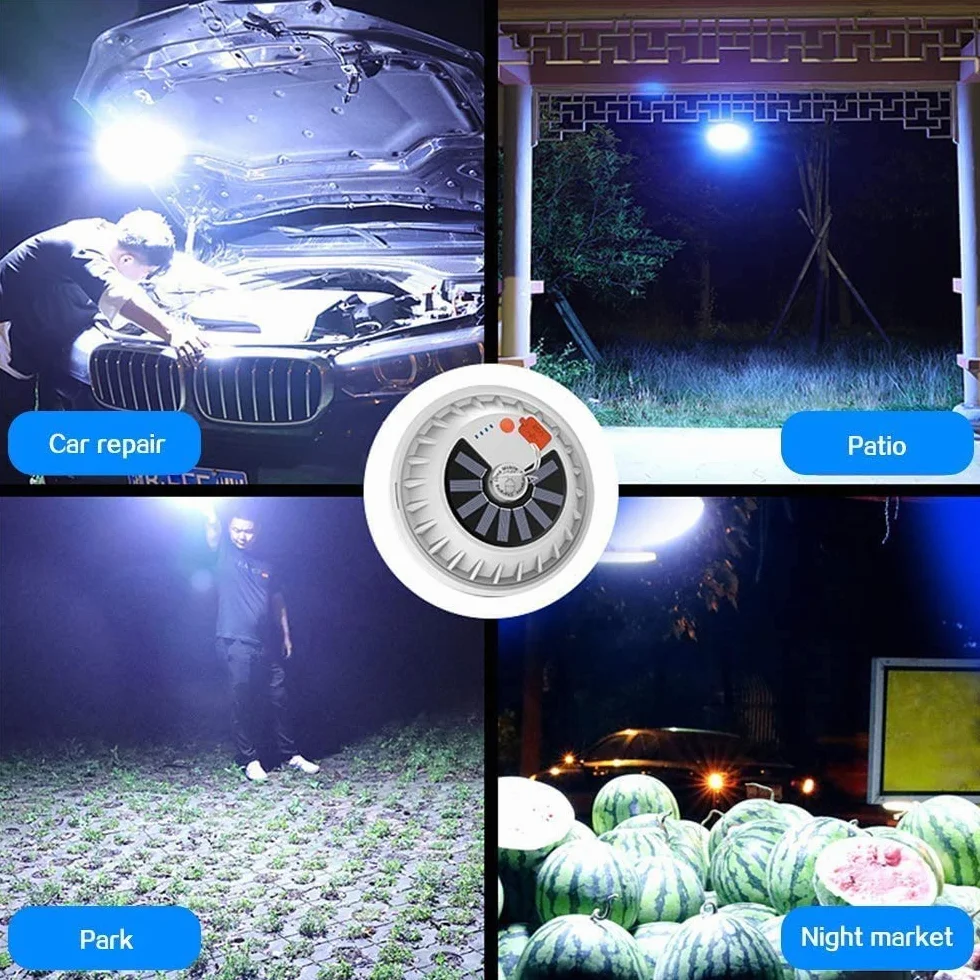 Lampadina da Lavoro Sospensione, Lampada da Campeggio Solare USB Ricaricabile con Telecomando, Lampada da Esterno IPX7 Impermeabile Luce Esterna Portatile da Campeggio Giardino Barbecue