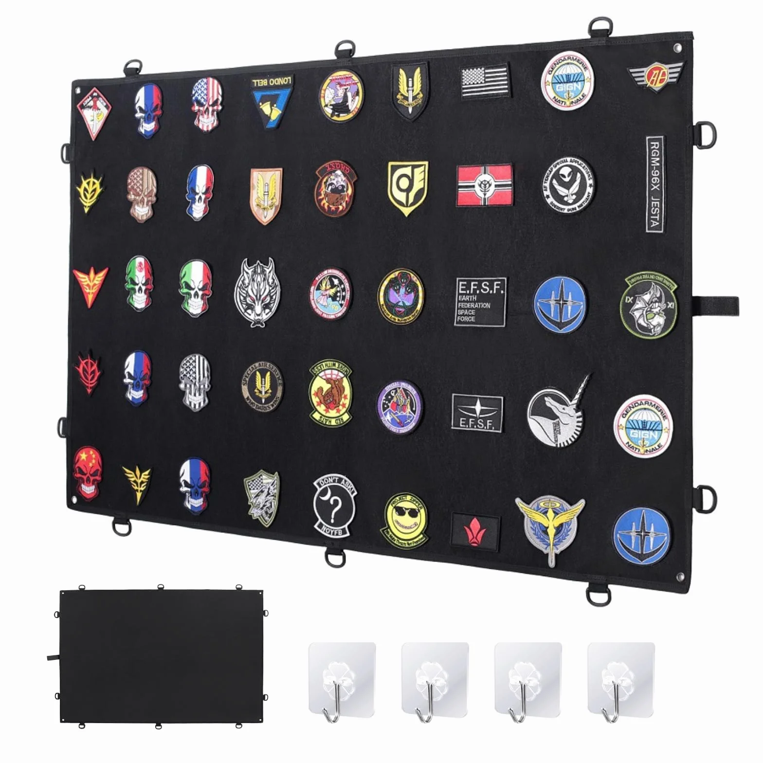 Pannello Raccolta Patch Militari Tattici 110x70cm Pieghevole con Ganci
