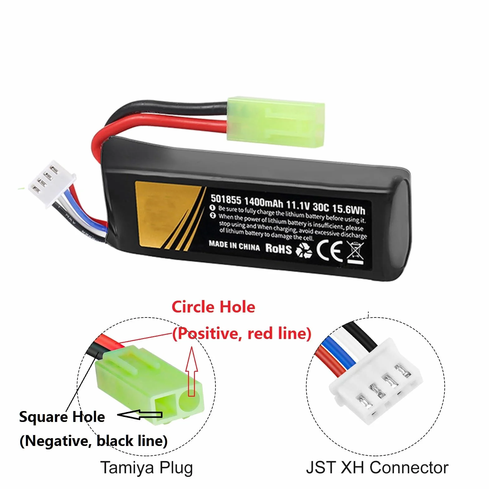 Batteria Lipo 11.1V 1400mAh 30C 3S Airsoft con Tamiya Plug Ricaricabile