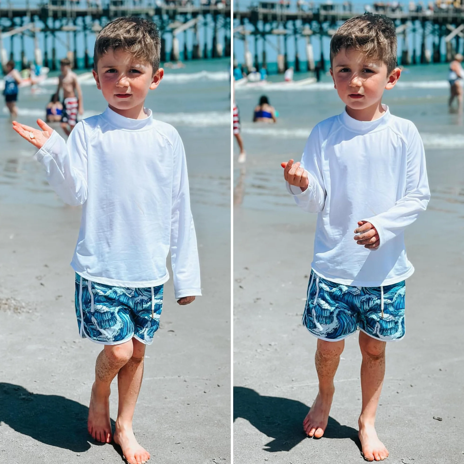 BIG ELEPHANT Costumi da Bagno per Bambino UPF 50+ Rashguard Maniche Lunghe (Pacco da 3)