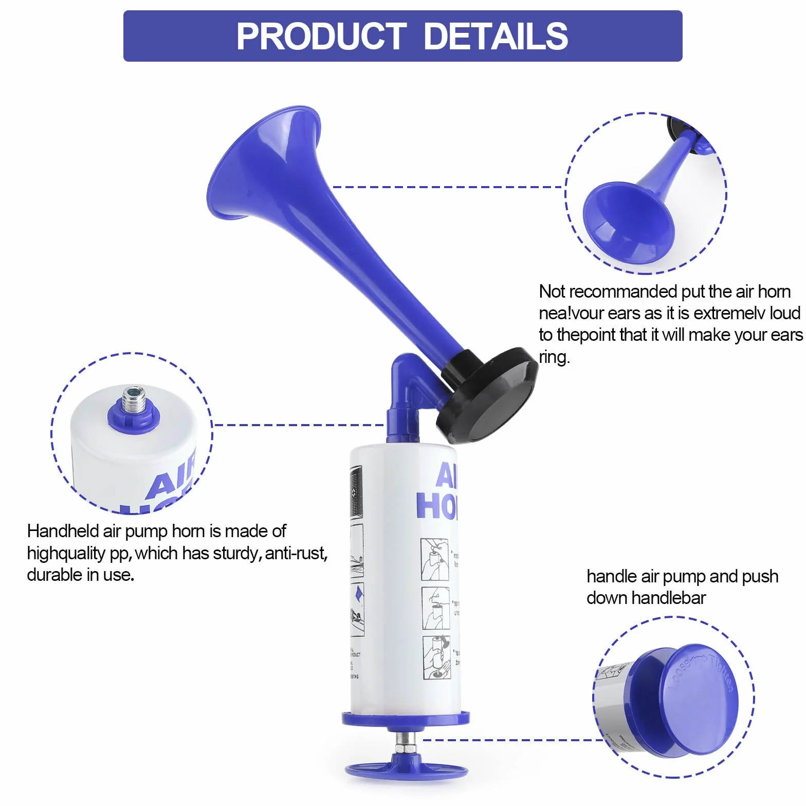Air Horn Fanfare Horn Metal Compressed Air Tromba 2 Pezzi